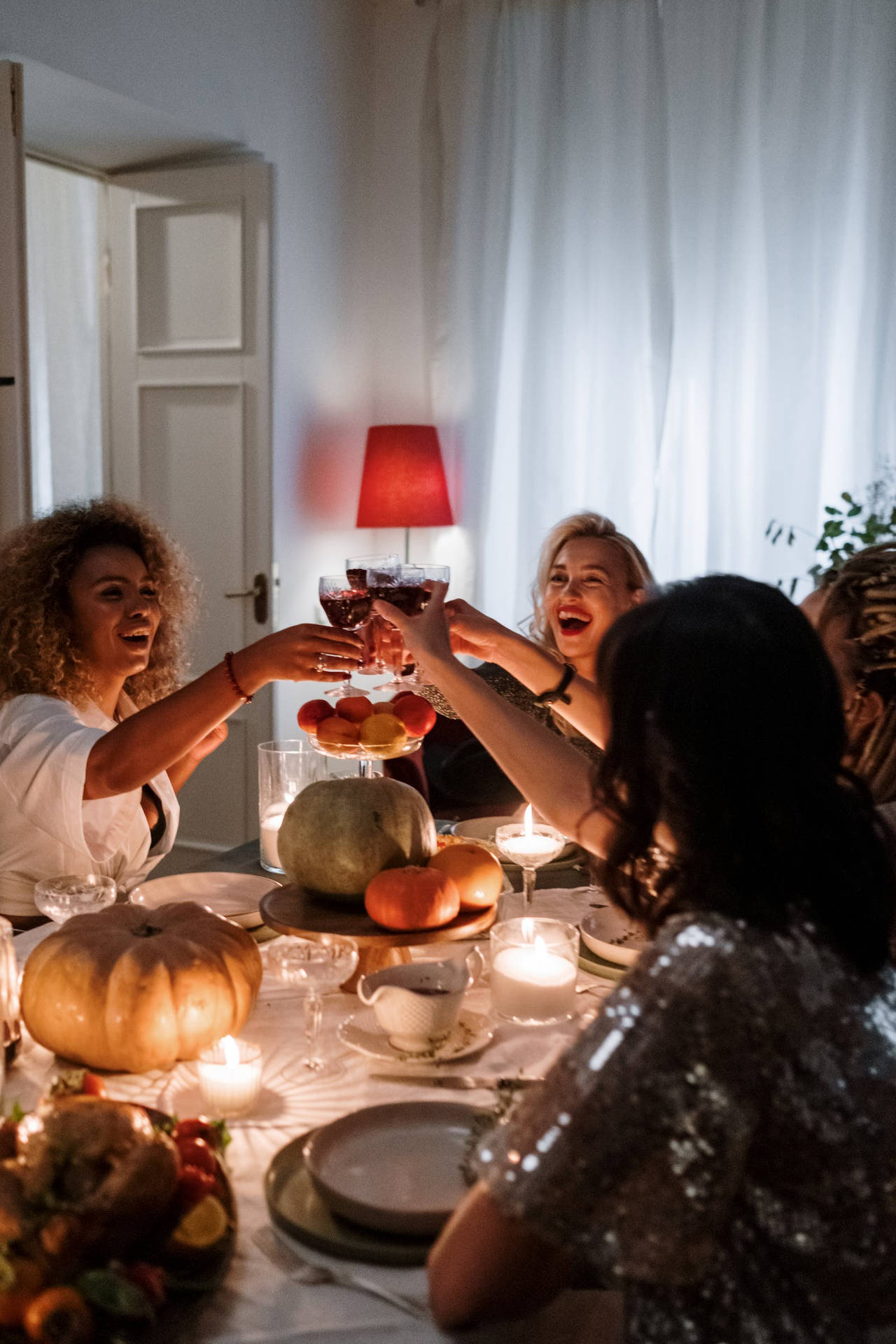 Women Toasting On Thanksgiving Day Background