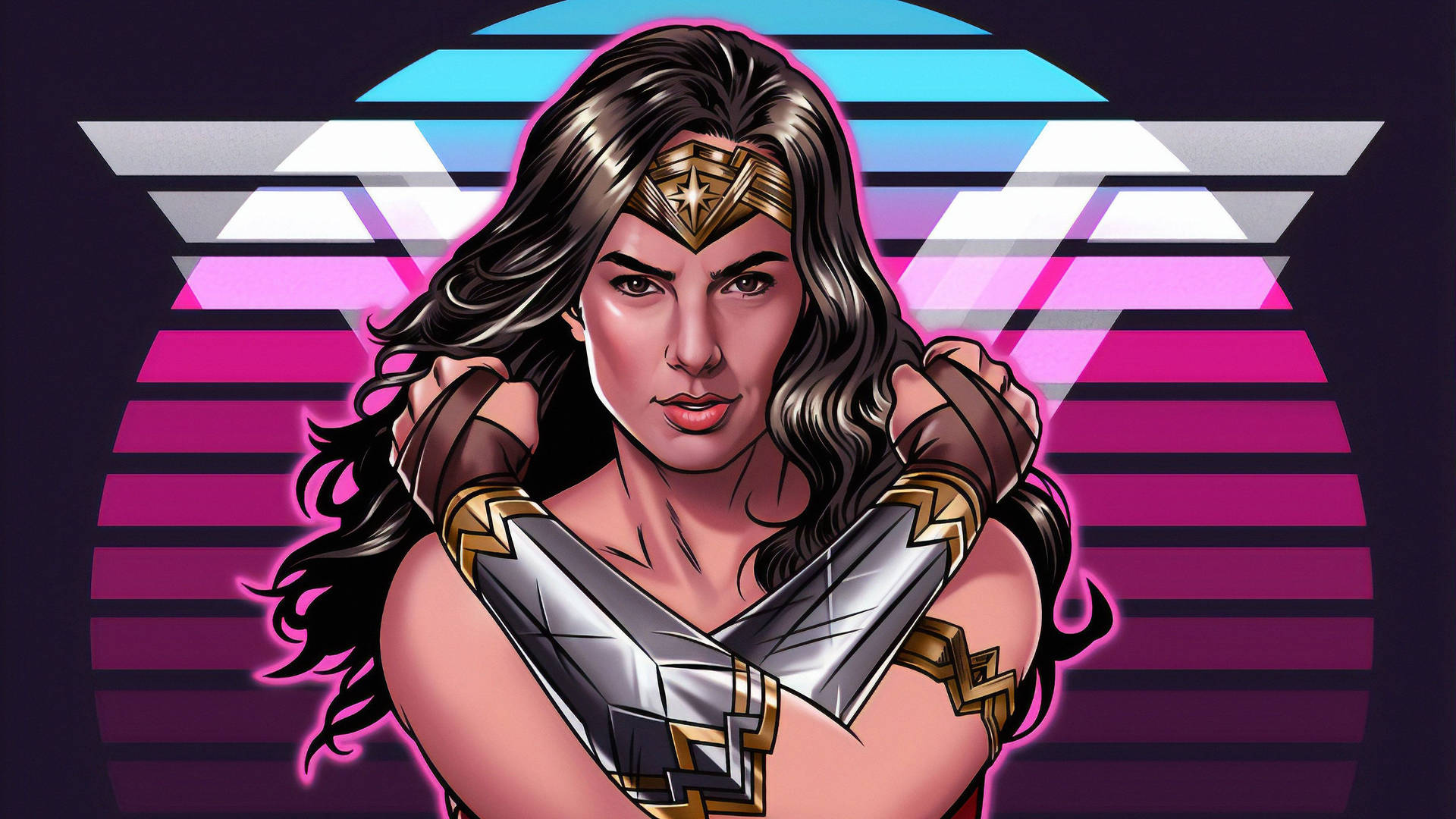 Wonder Woman 1984 Digital Retro Illustration Background
