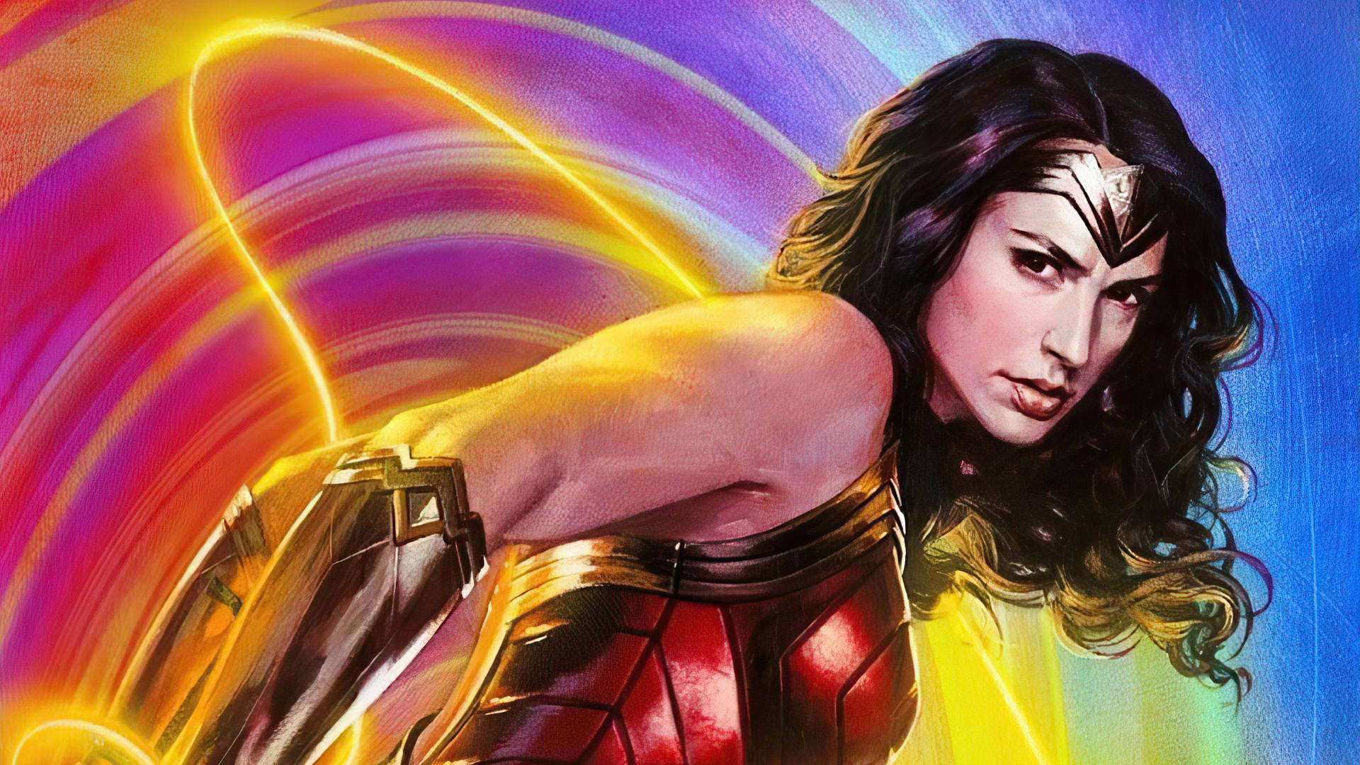 Wonder Woman 1984 In Magnificent Drawing Background