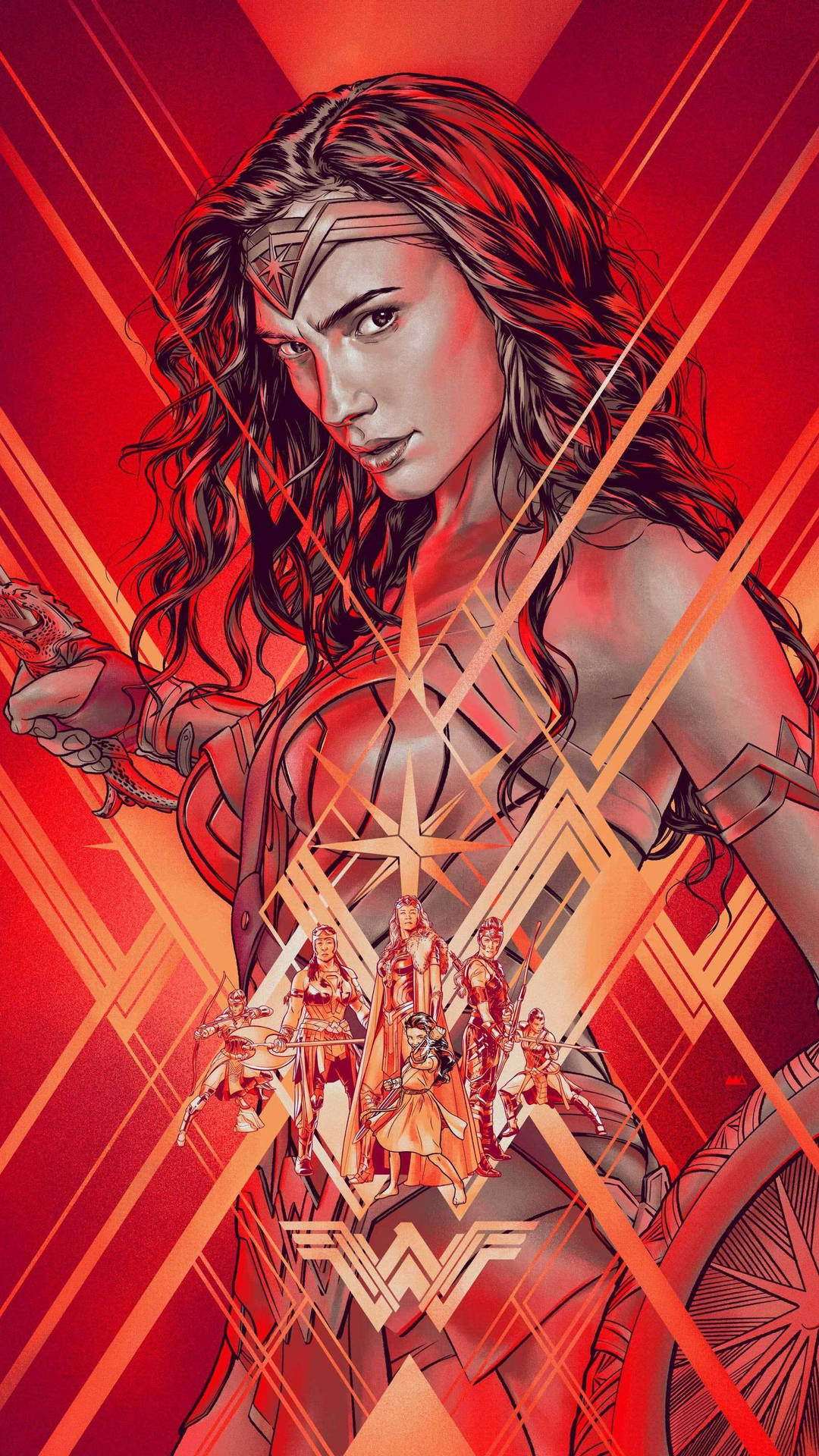 Wonder Woman 1984 Monochromatic Red Art Background