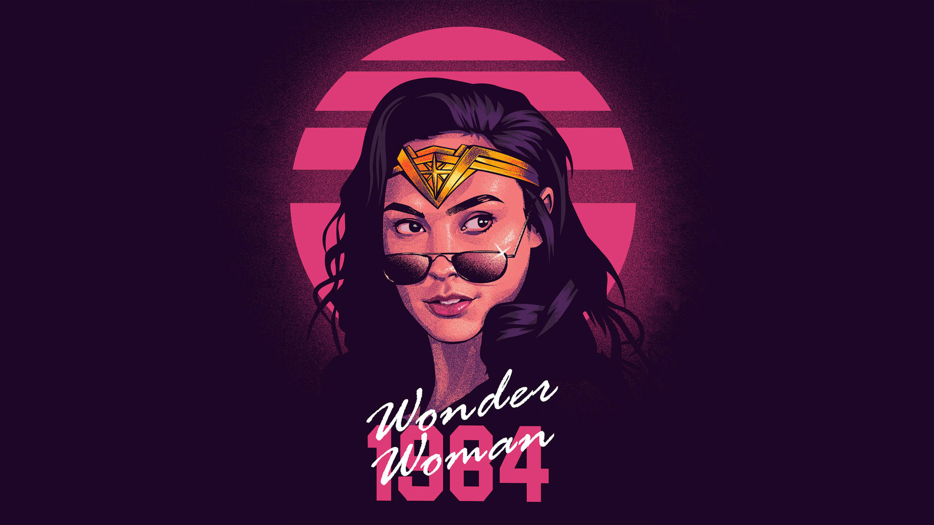 Wonder Woman 1984 Synthwave Sun Background