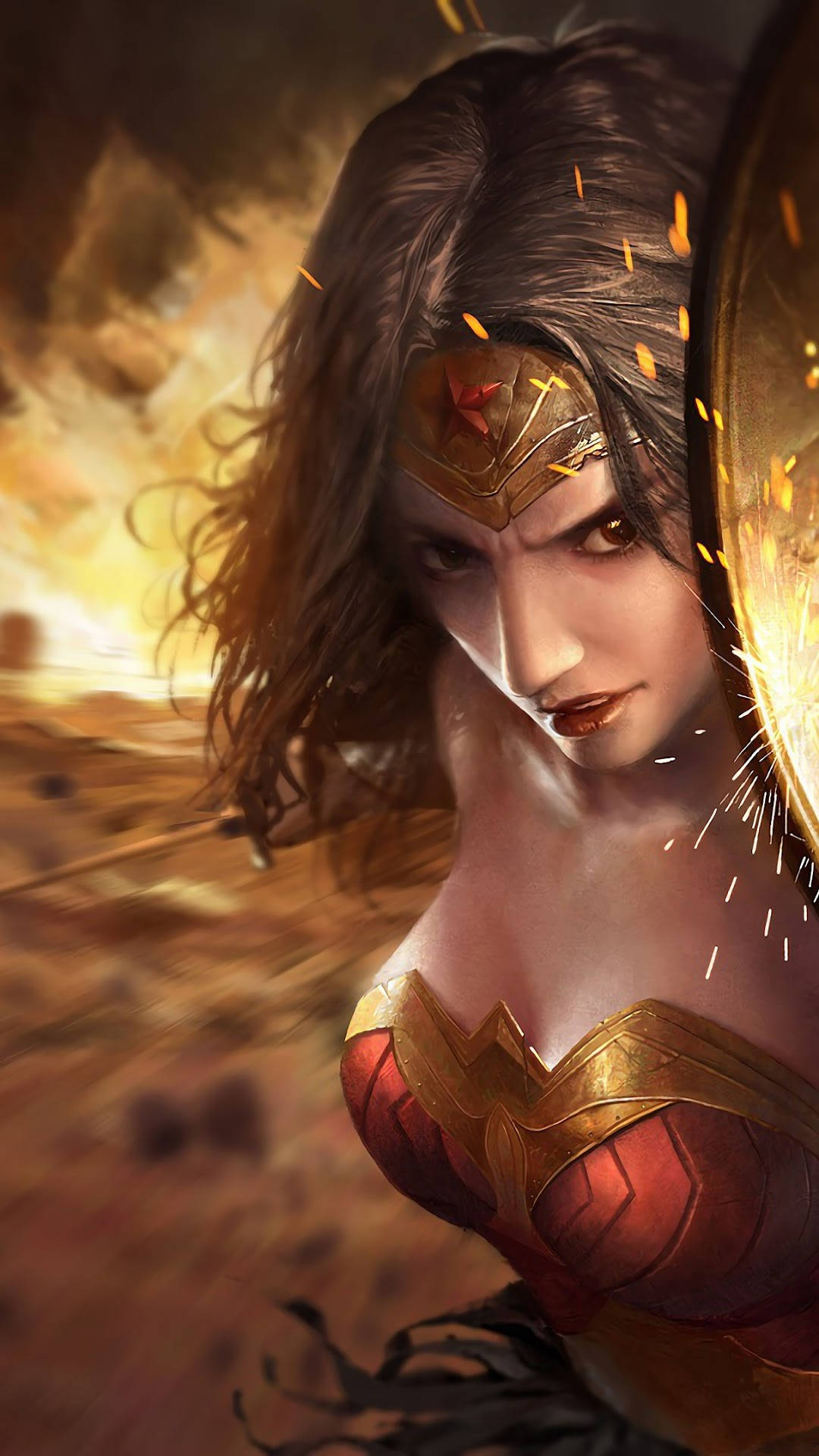 Wonder Woman Blazing Fire Background