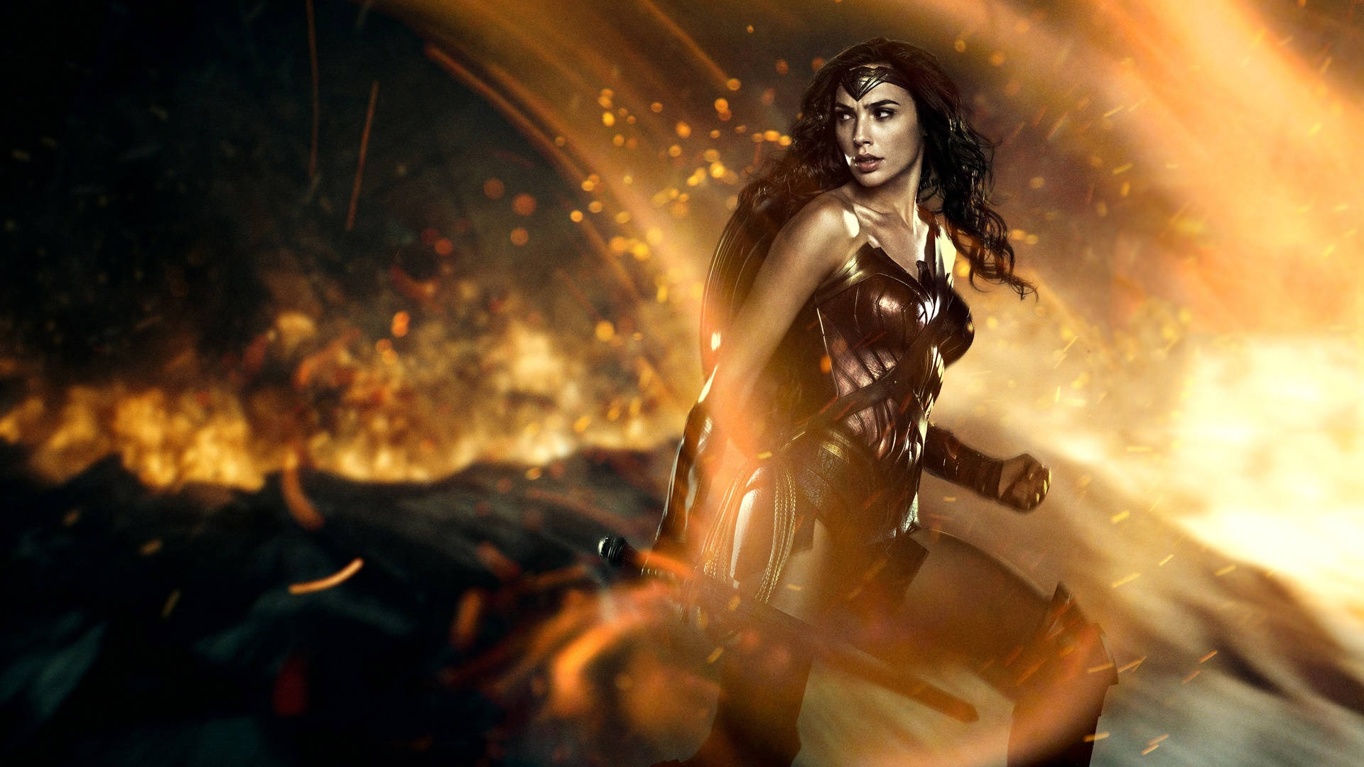 Wonder Woman On Fire Background