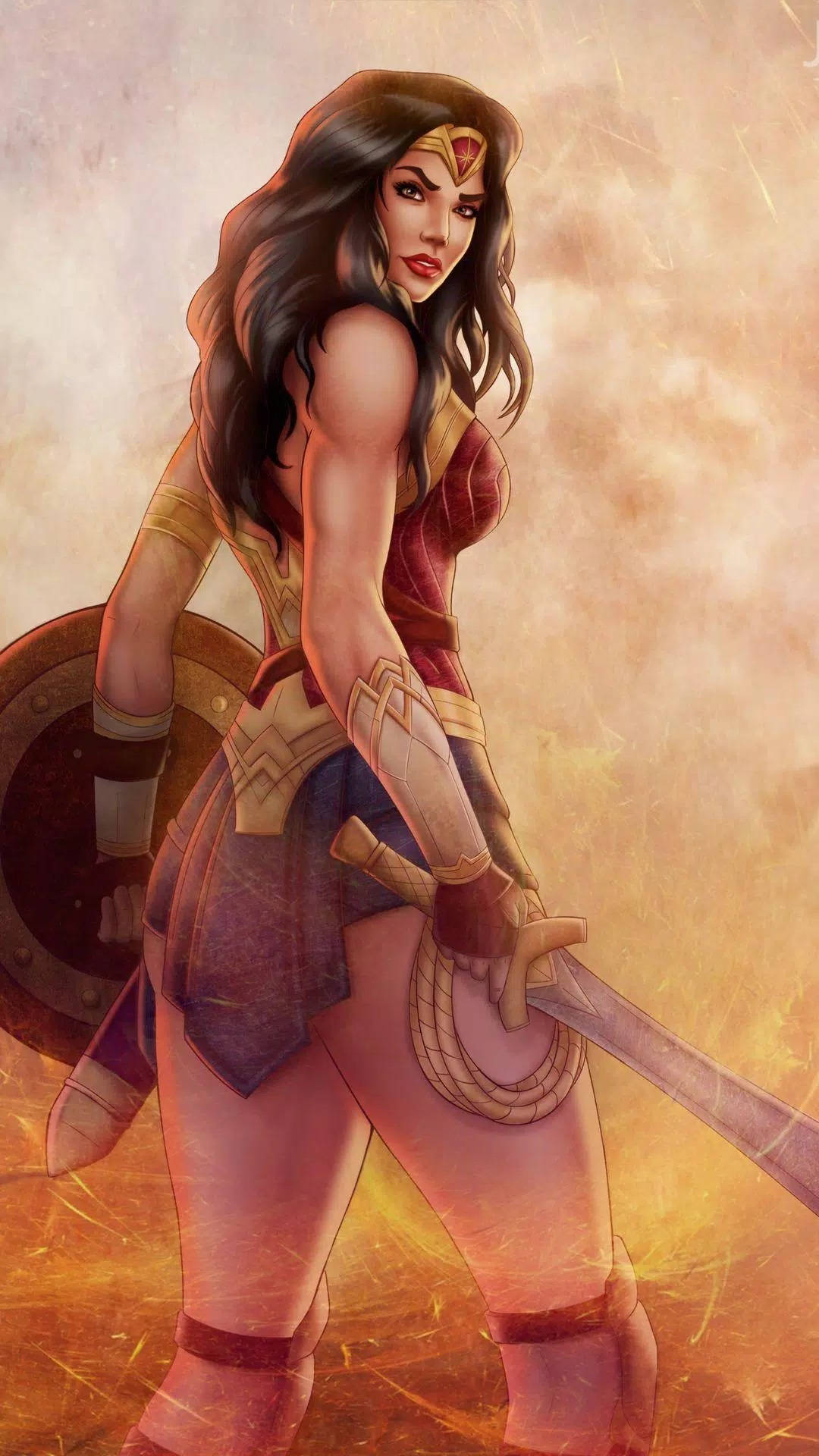 Wonder Woman On Fire Background