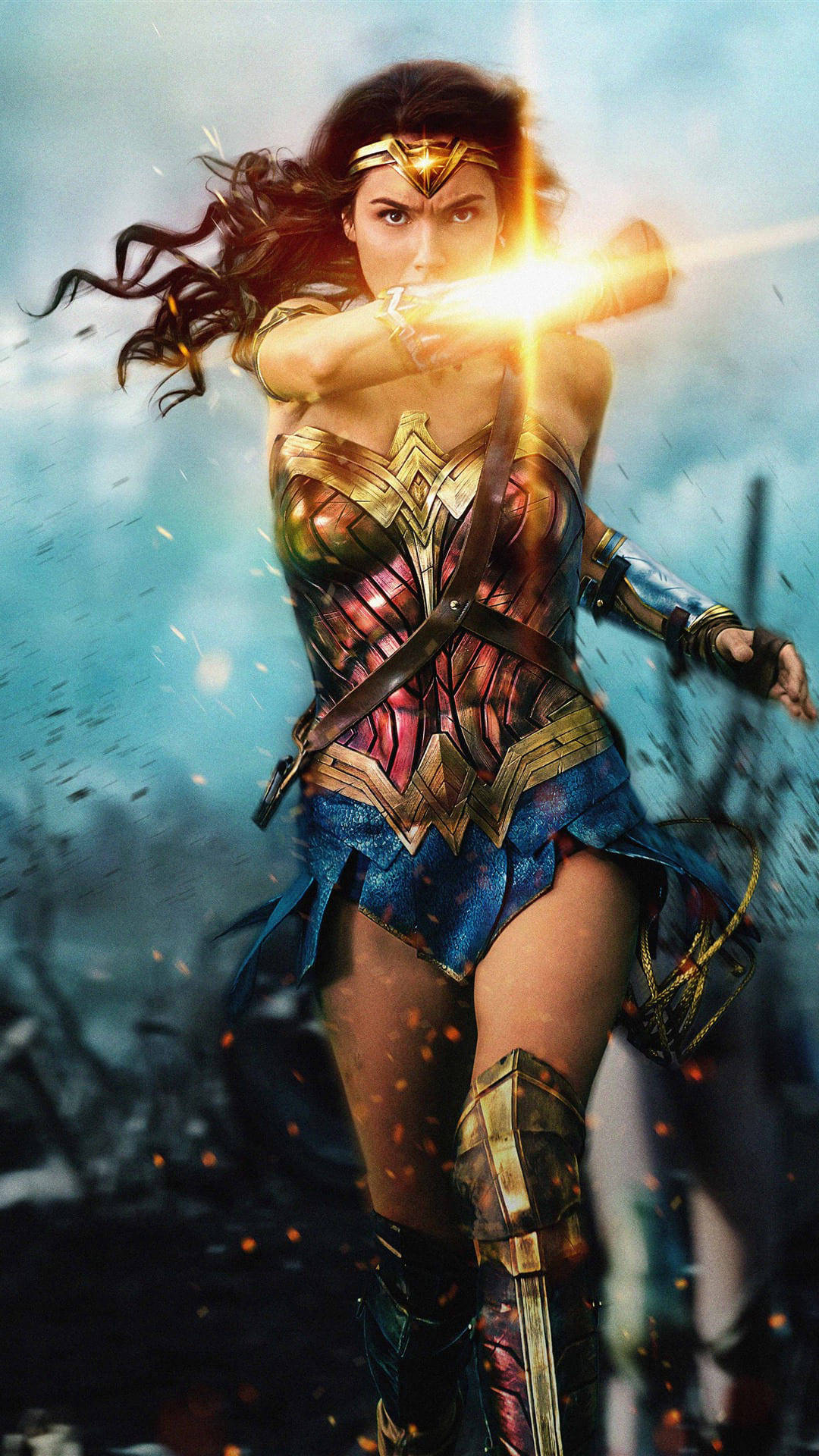 Wonder Woman Running Raised Arm Background