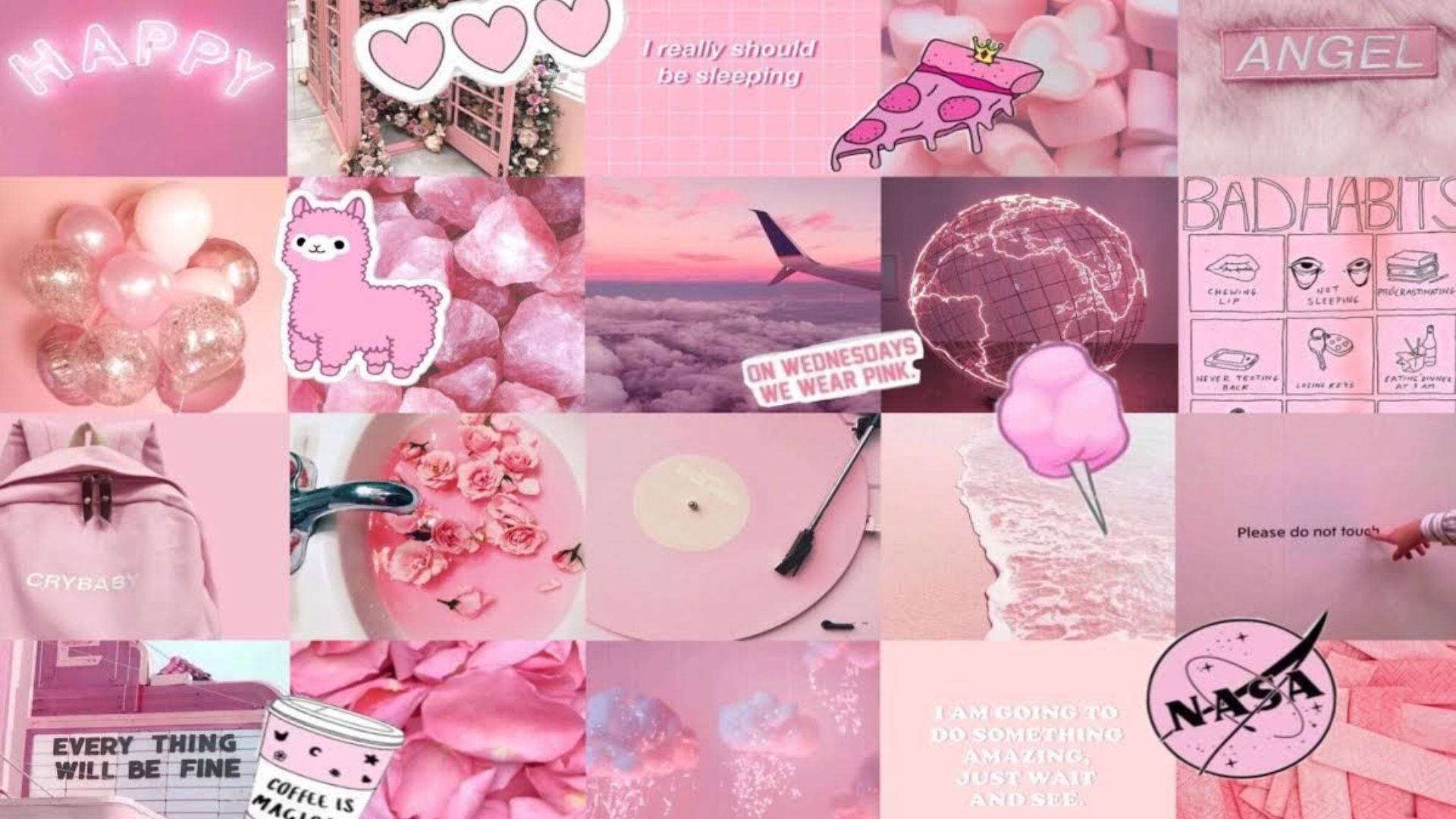 Wonderful Aesthetic Pink Collage Background