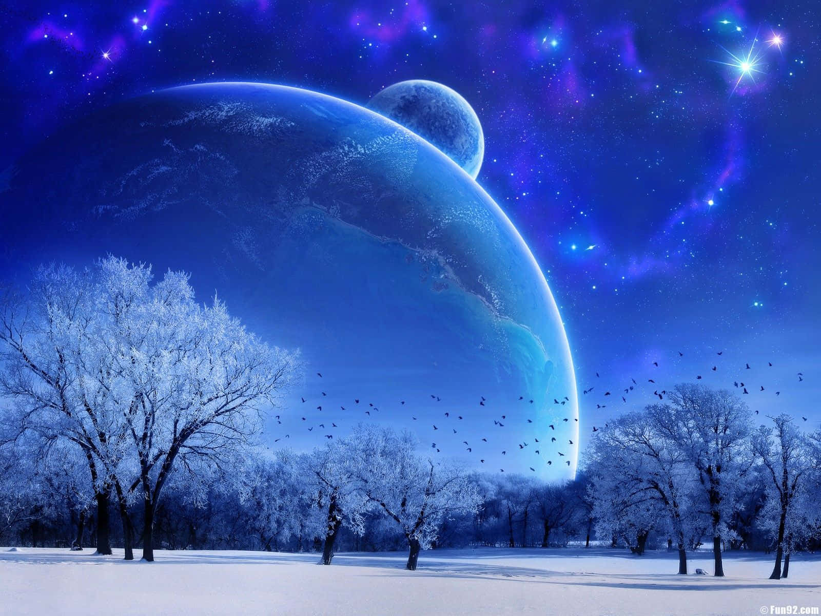 Wonderful Blue Sky Snow Background