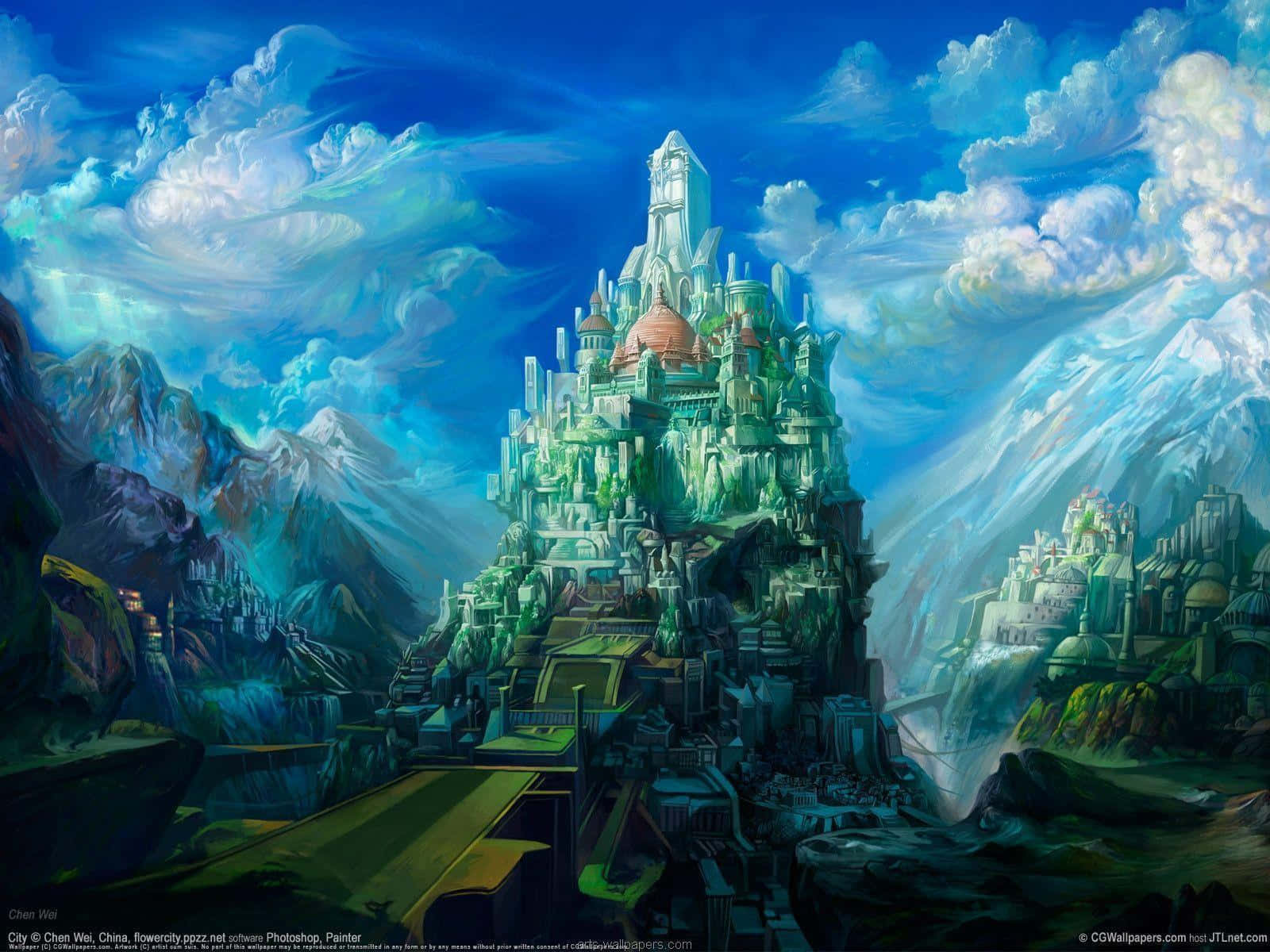 Wonderful Castle Painting Background