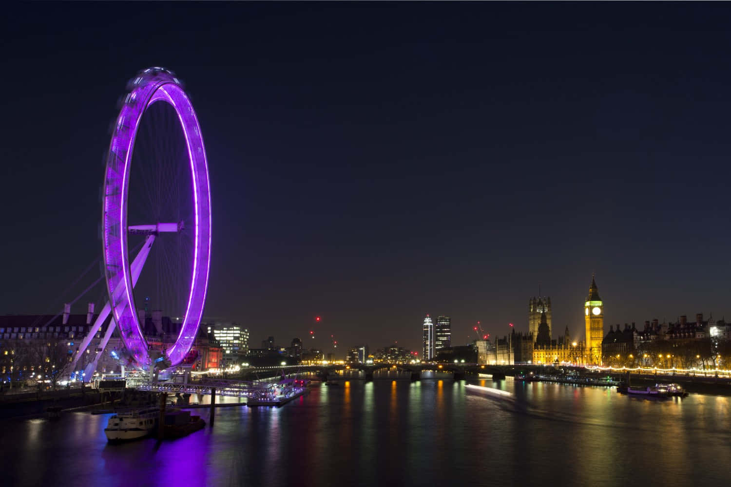 Wonderful Ferris Wheel At Night Background
