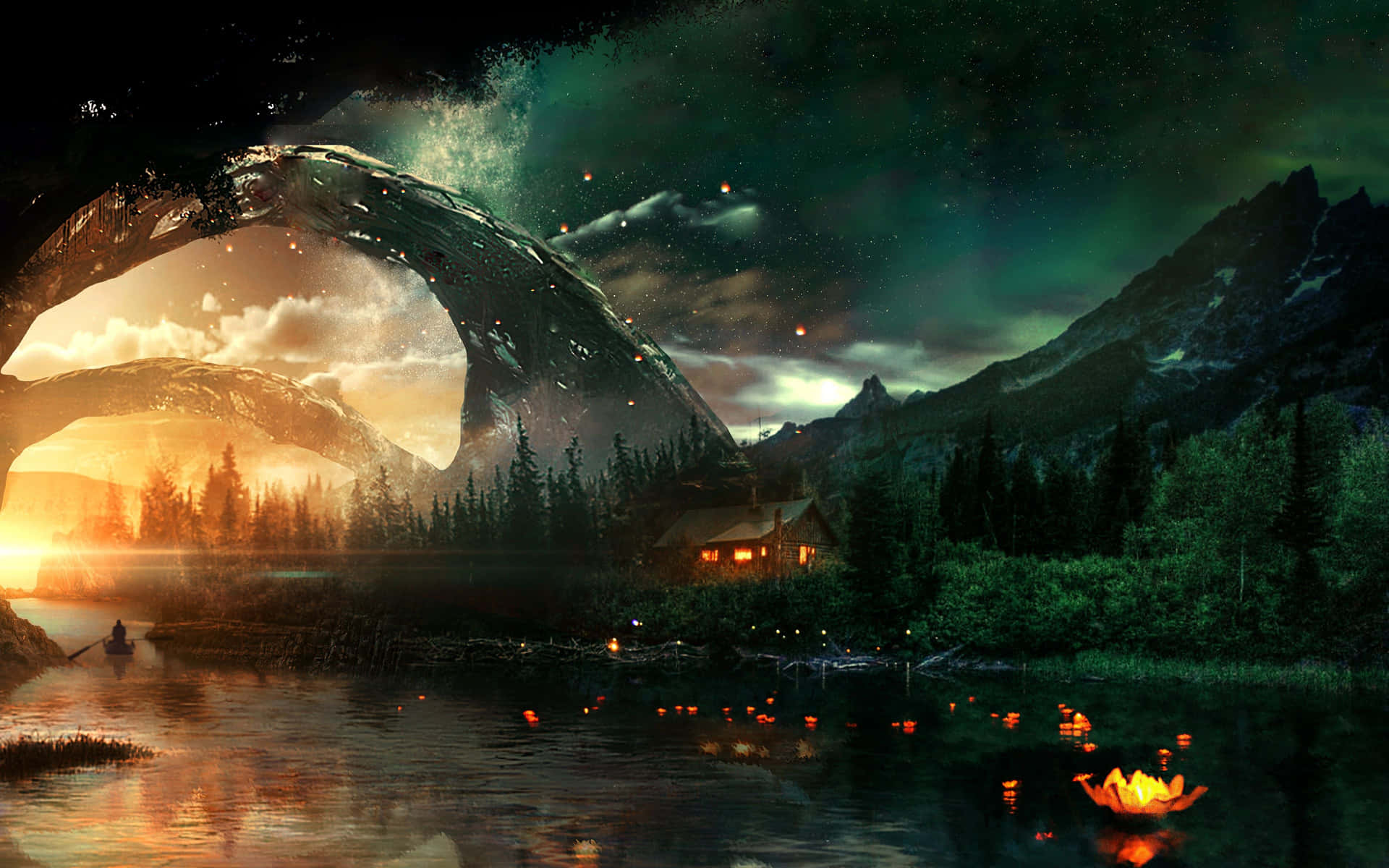 Wonderful Mountains Painting Background