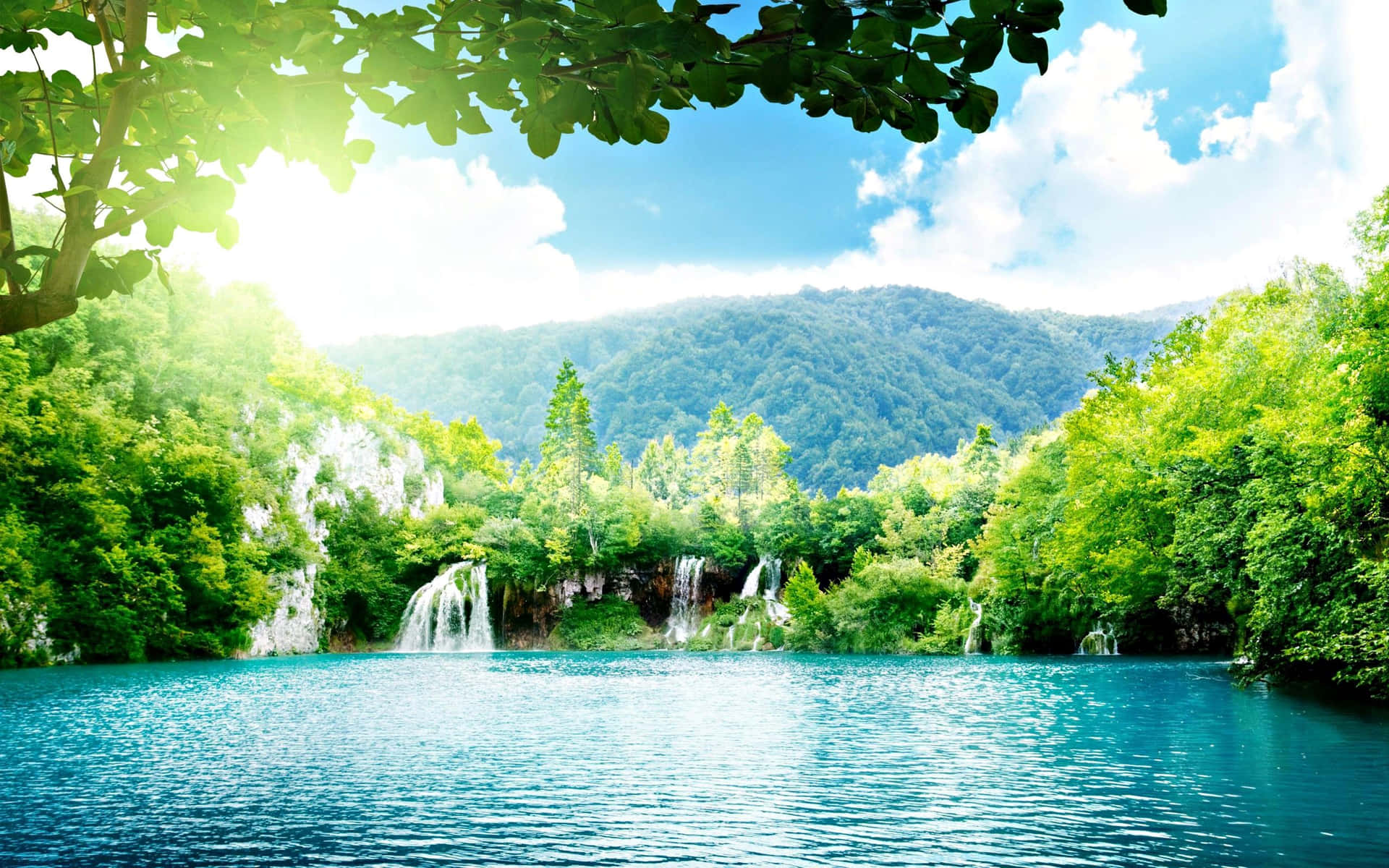 Wonderful River Near Mountains Background