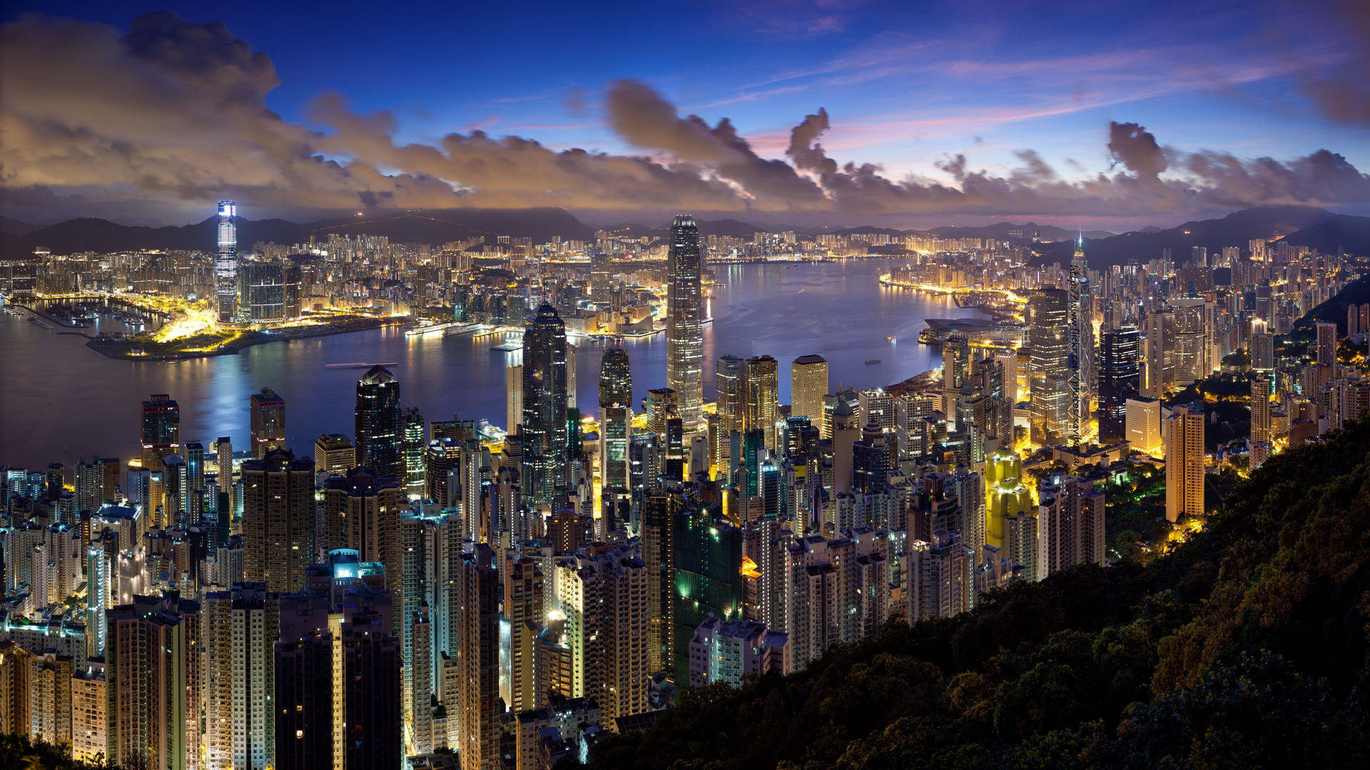 Wondrous Hong Kong Cityscape Background