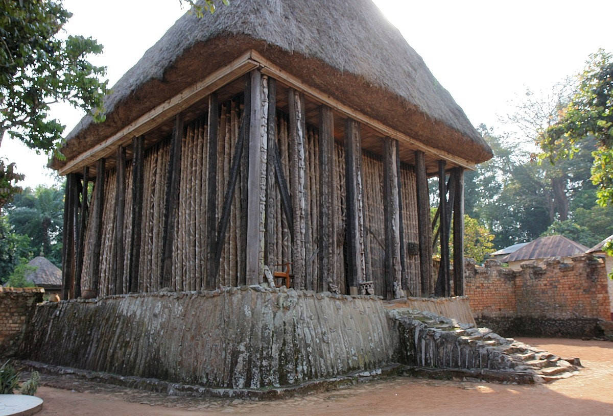 Wood And Bamboo Temple Achum Cameroon Background