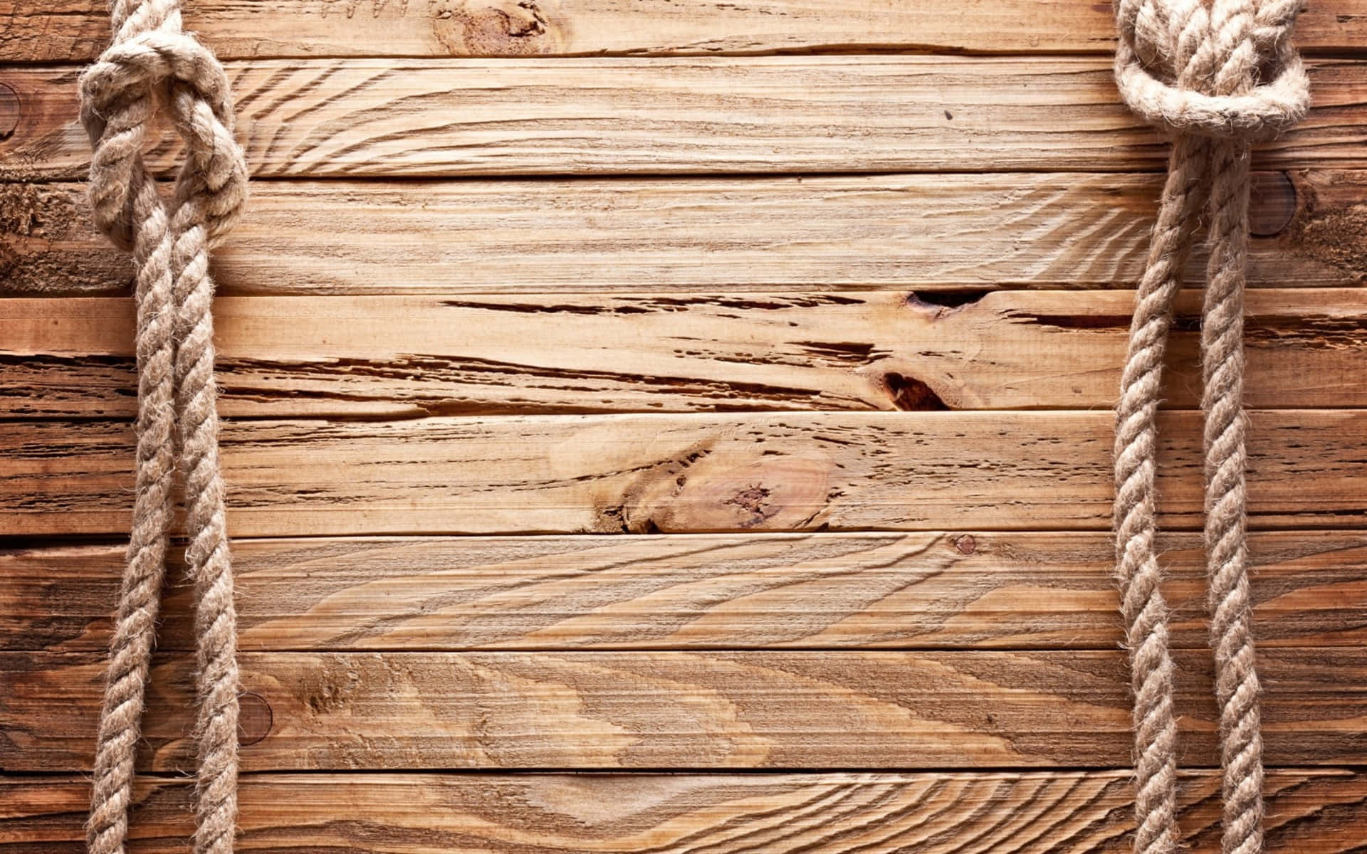 Wood Planks With Marine Rope Knots Wooden Background