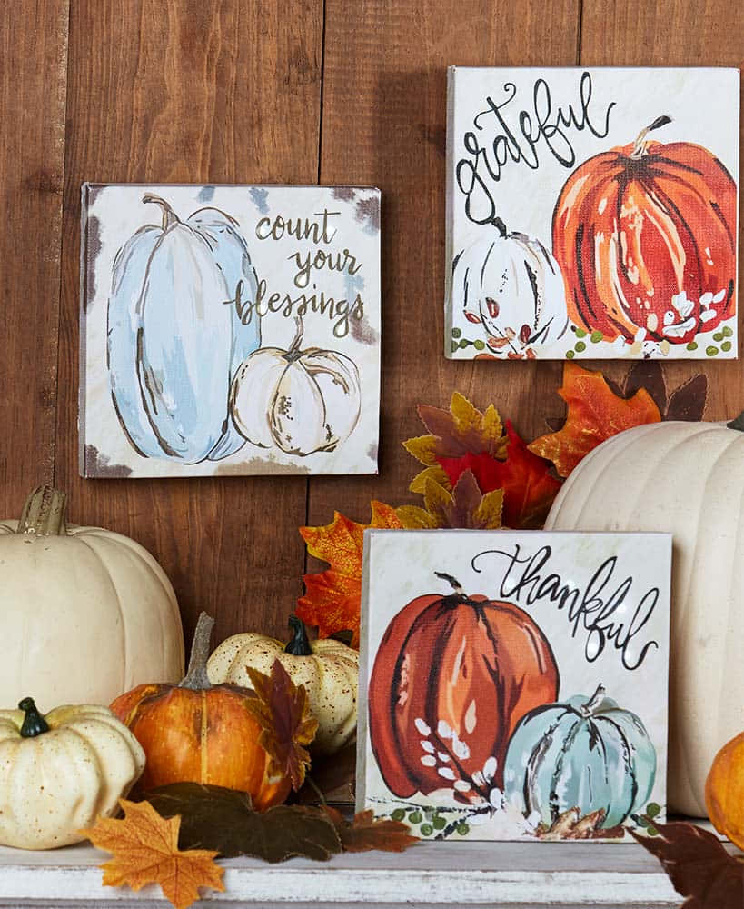 Wood Wall Plaque For Fall Thanksgiving Background