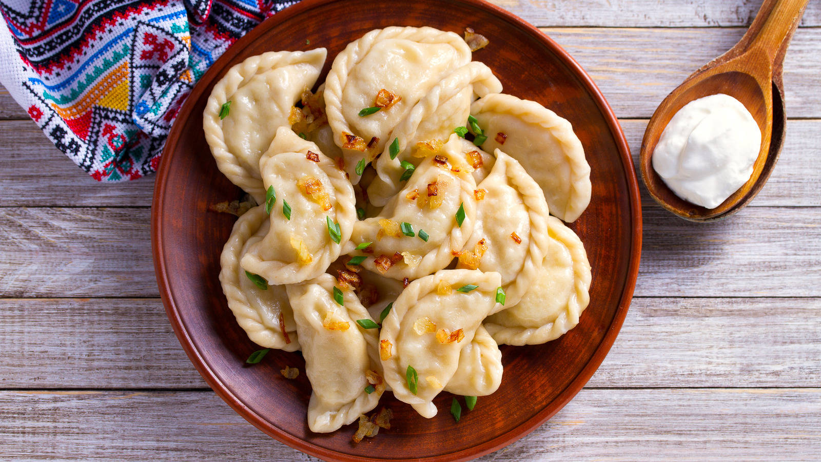 Wooden Bowl Pierogi Background