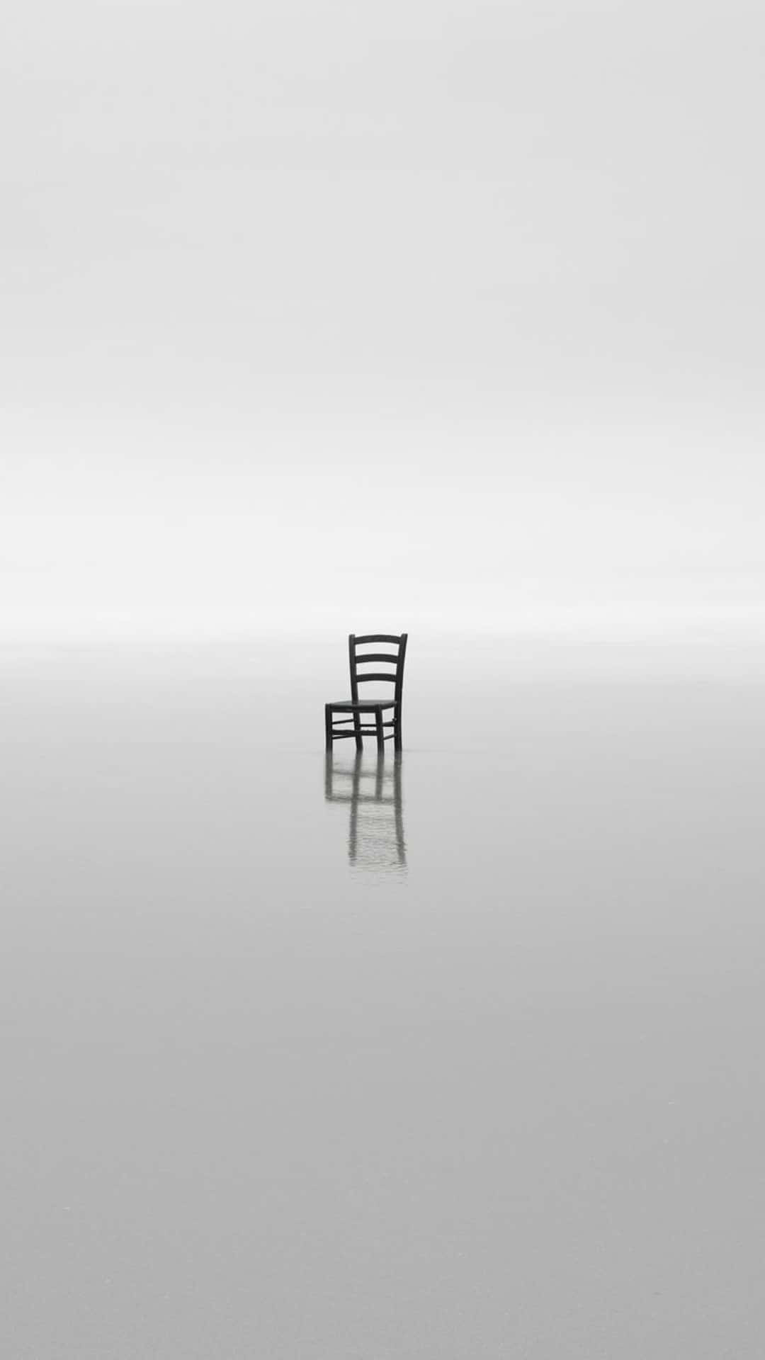 Wooden Chair In White Minimalist Aesthetic