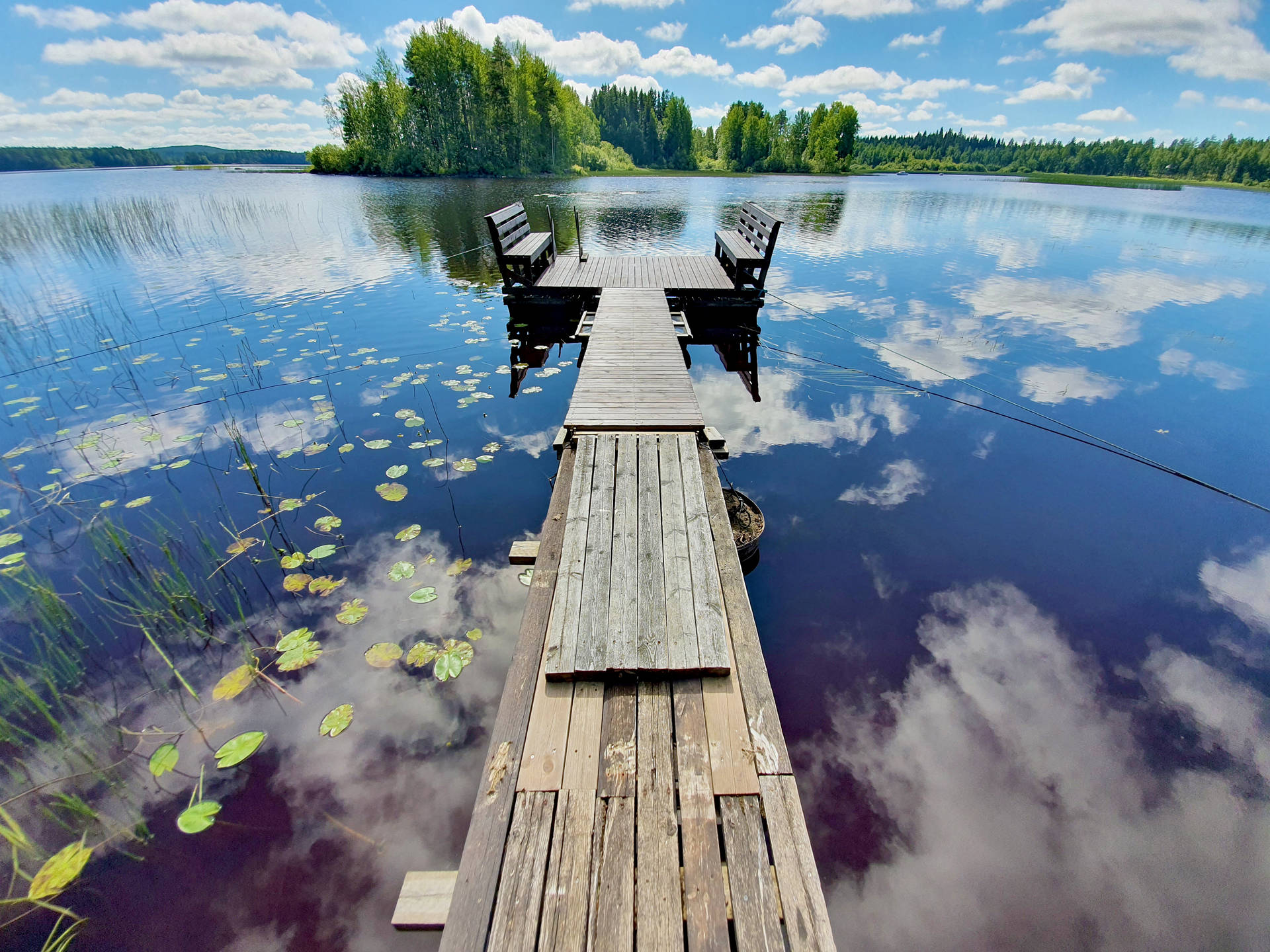 Wooden Dock At Karstula Finland Background