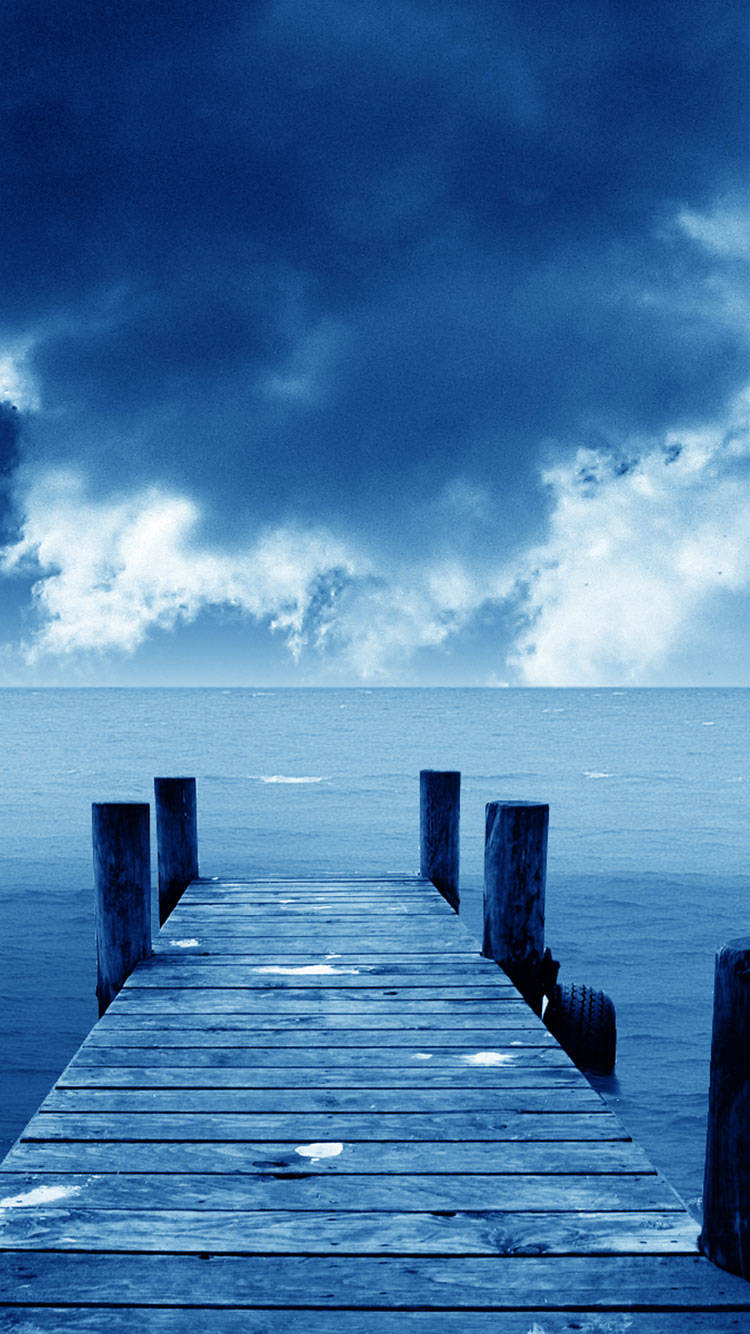 Wooden Dock Blue Iphone Background