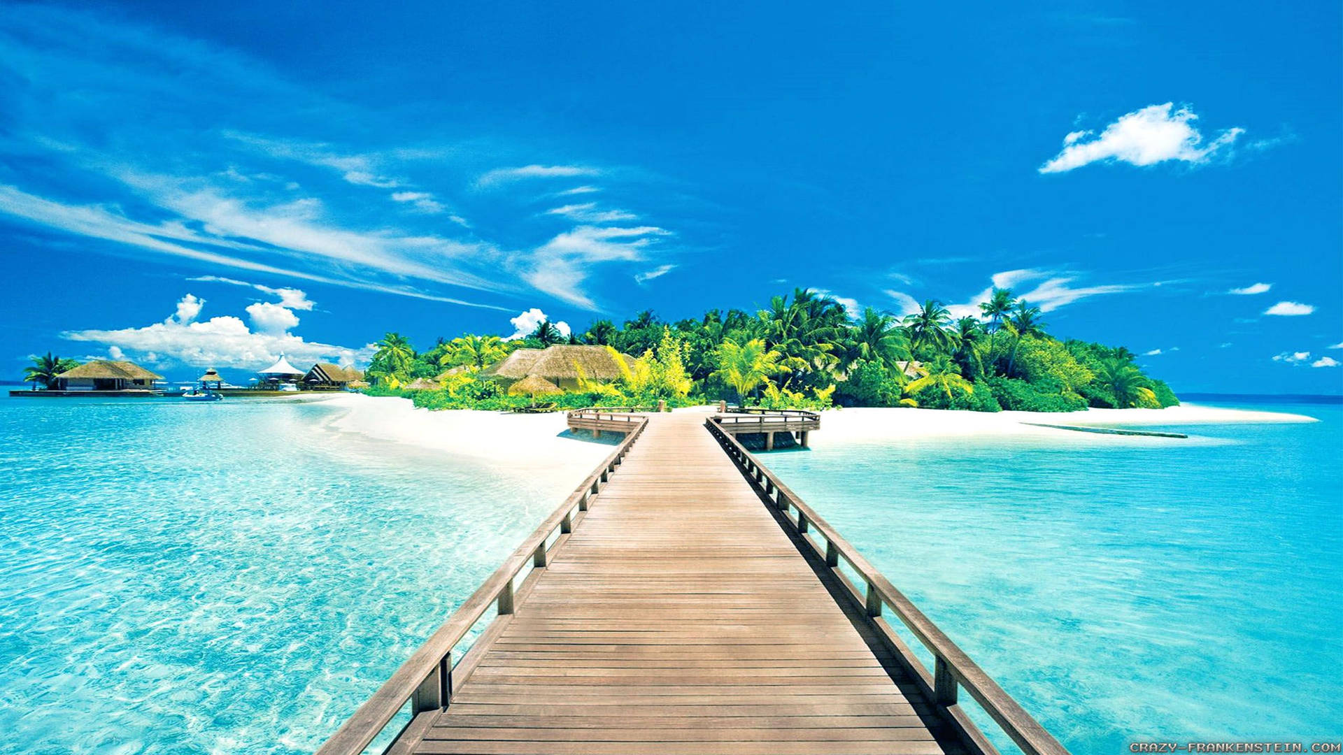 Wooden Dock On A Beautiful Beach Background