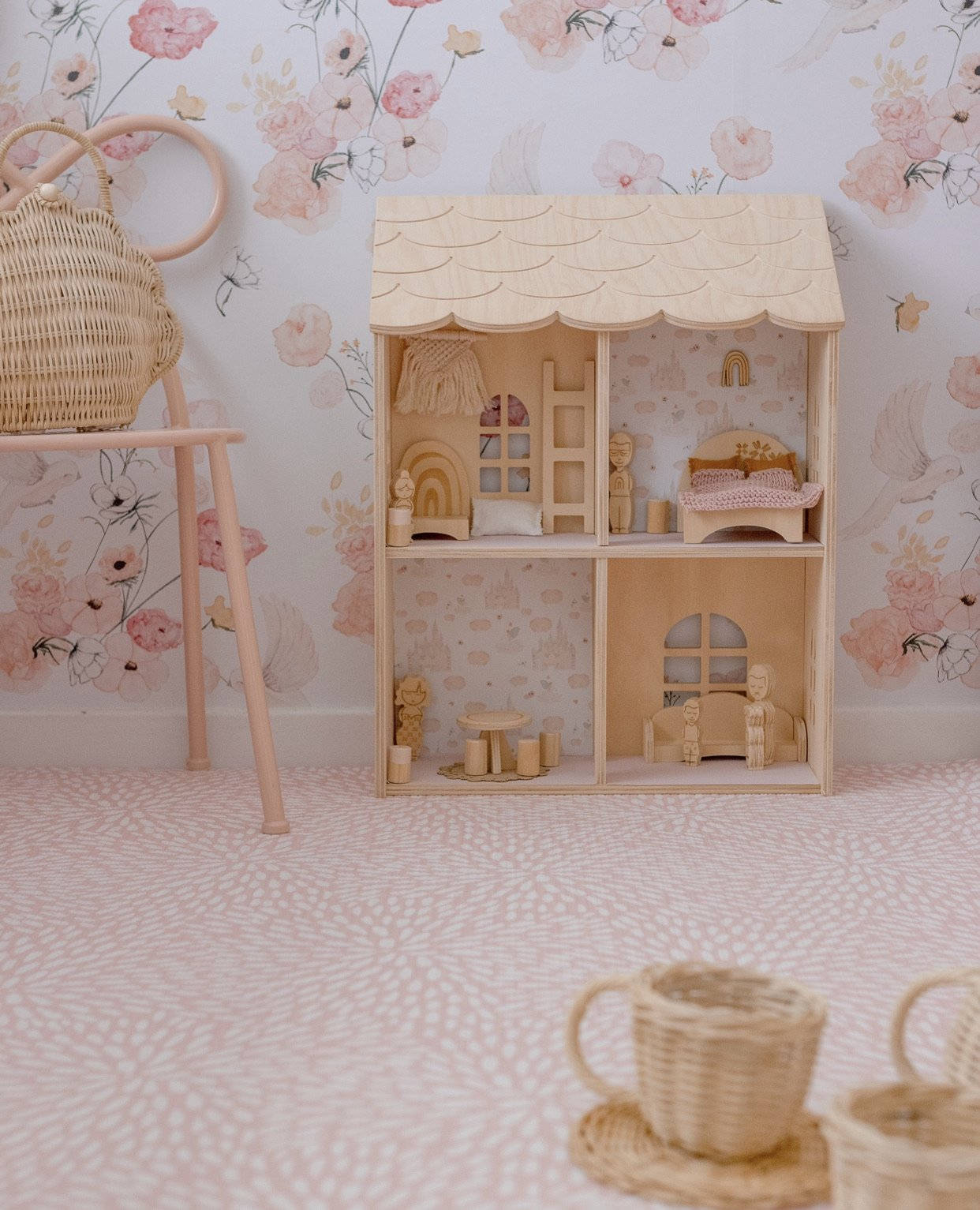 Wooden Dollhouse Accessories Background