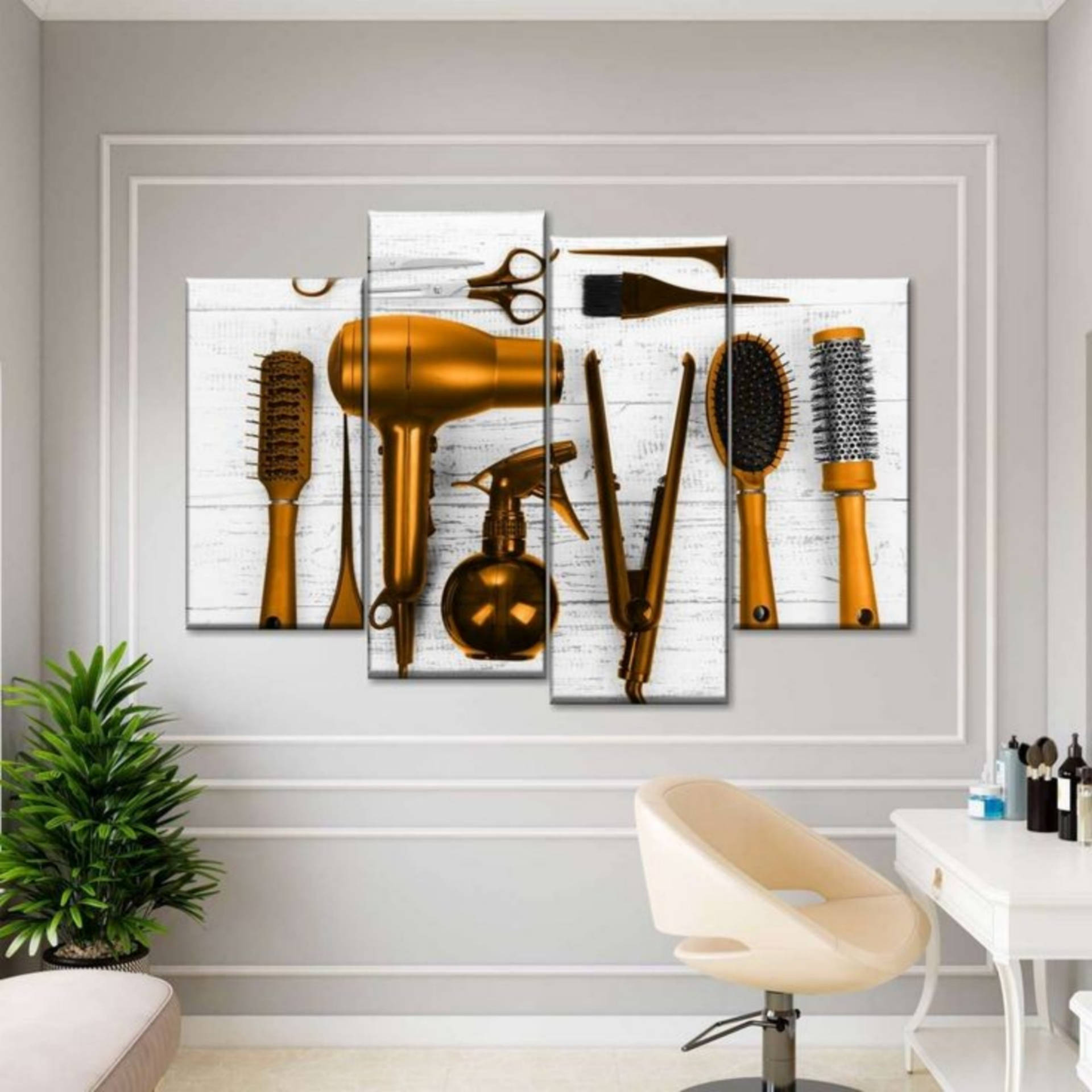 Wooden Hair Salon Wall Frame Background