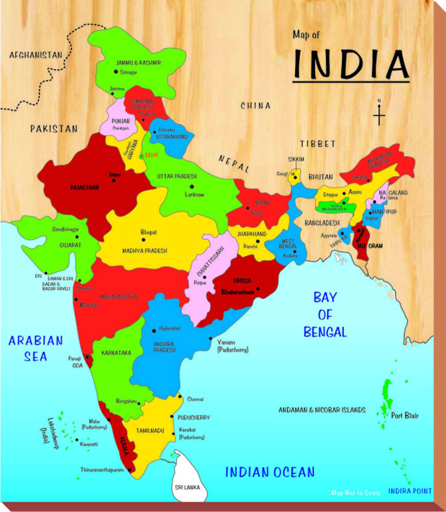 Wooden India Map Background