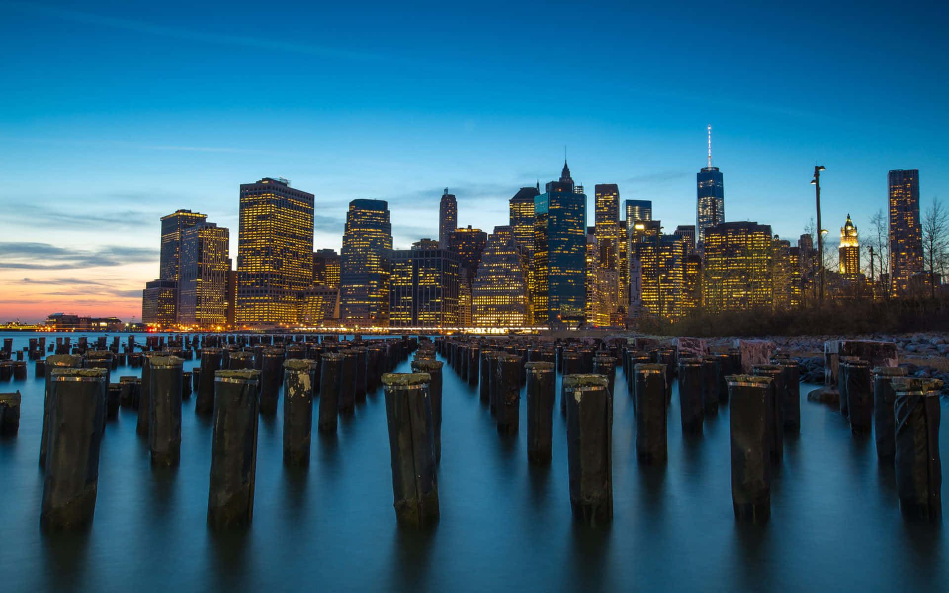 Wooden Logged New York City Landscape Background