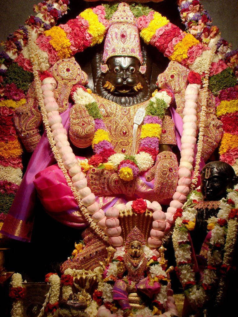 Wooden Lord Narasimha Statue