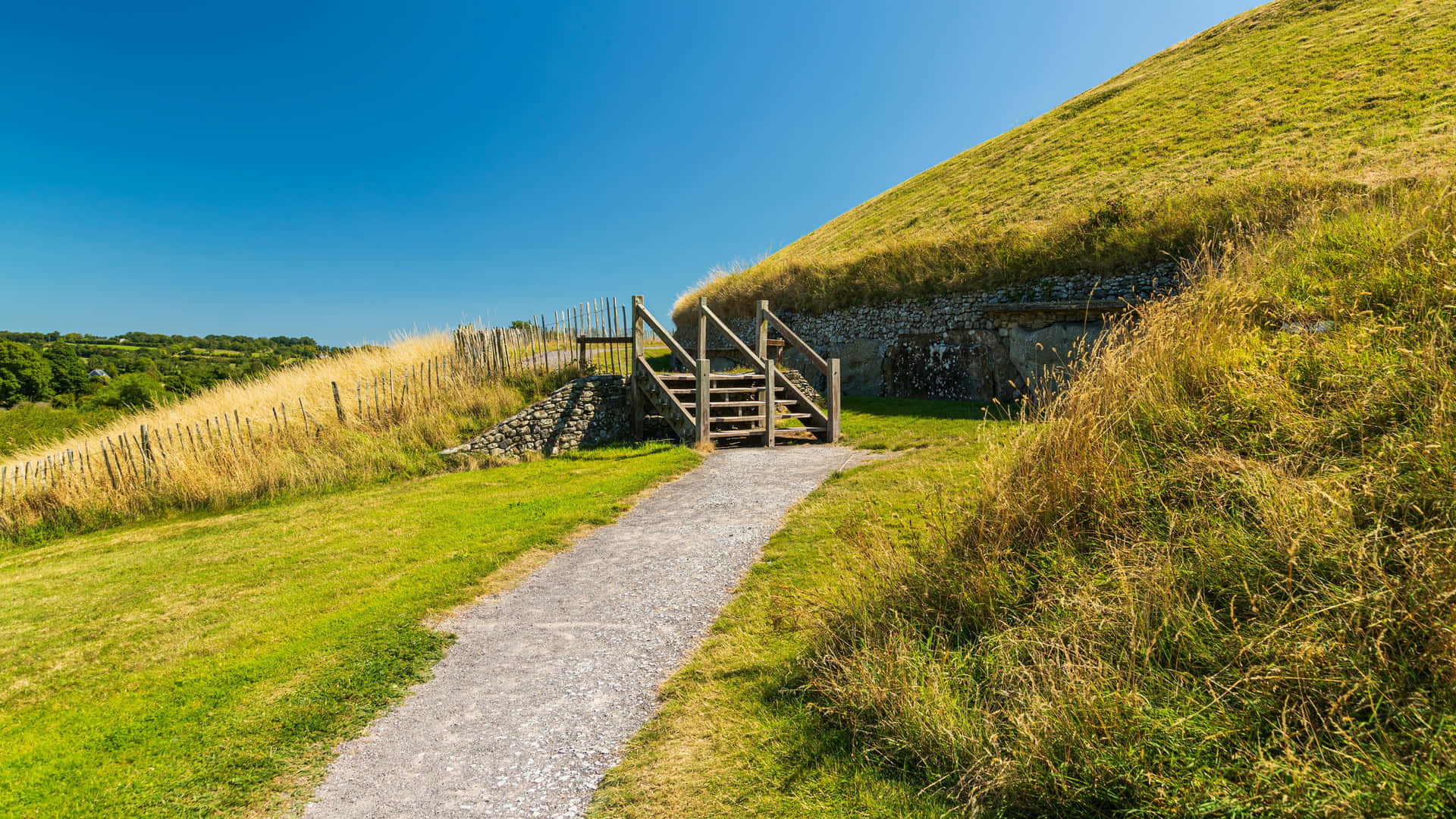 Wooden Stair In Newgrange Ireland Background