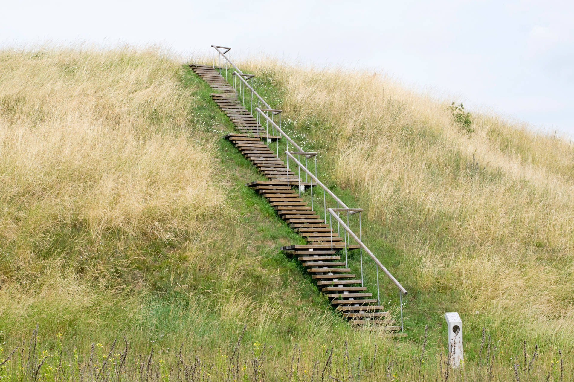 Wooden Staircase On Hill In Lithuania Background