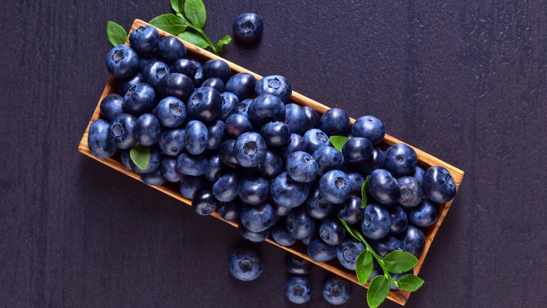 Wooden Tray With Blueberries