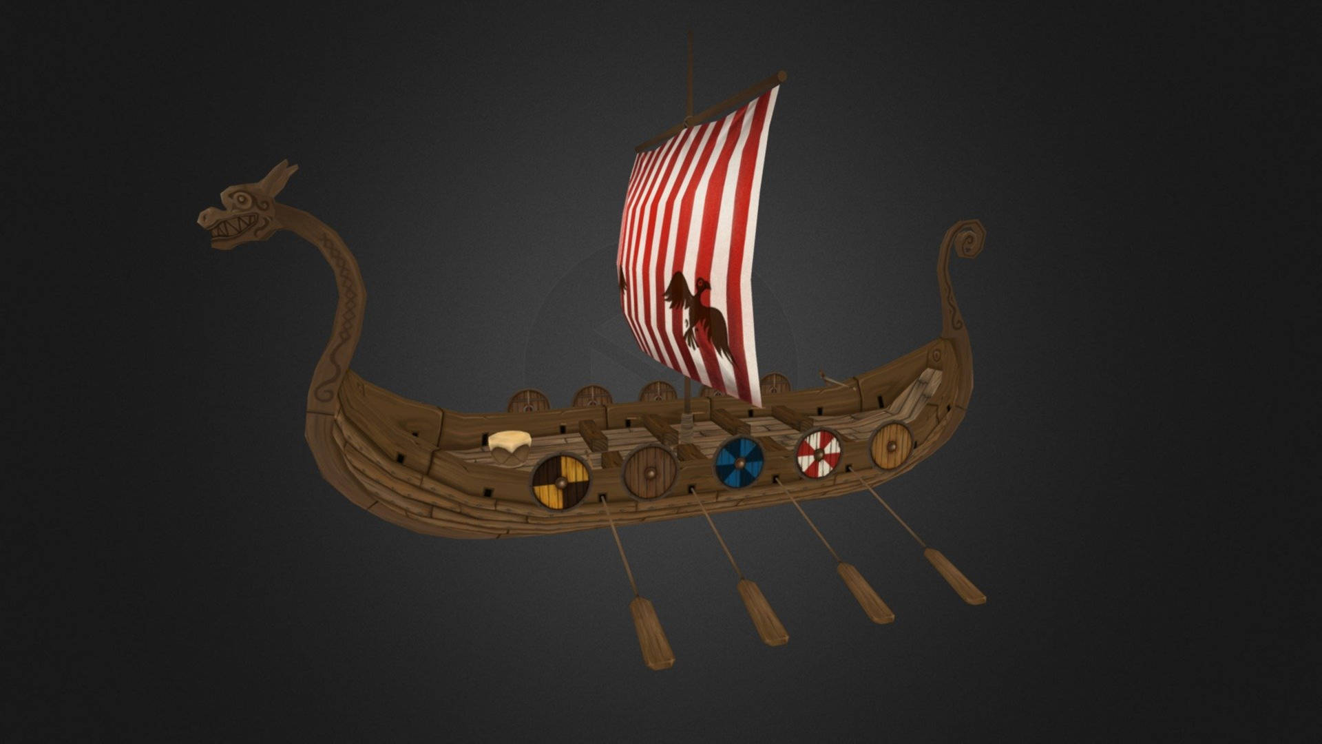 Wooden Viking Ship Artwork Background