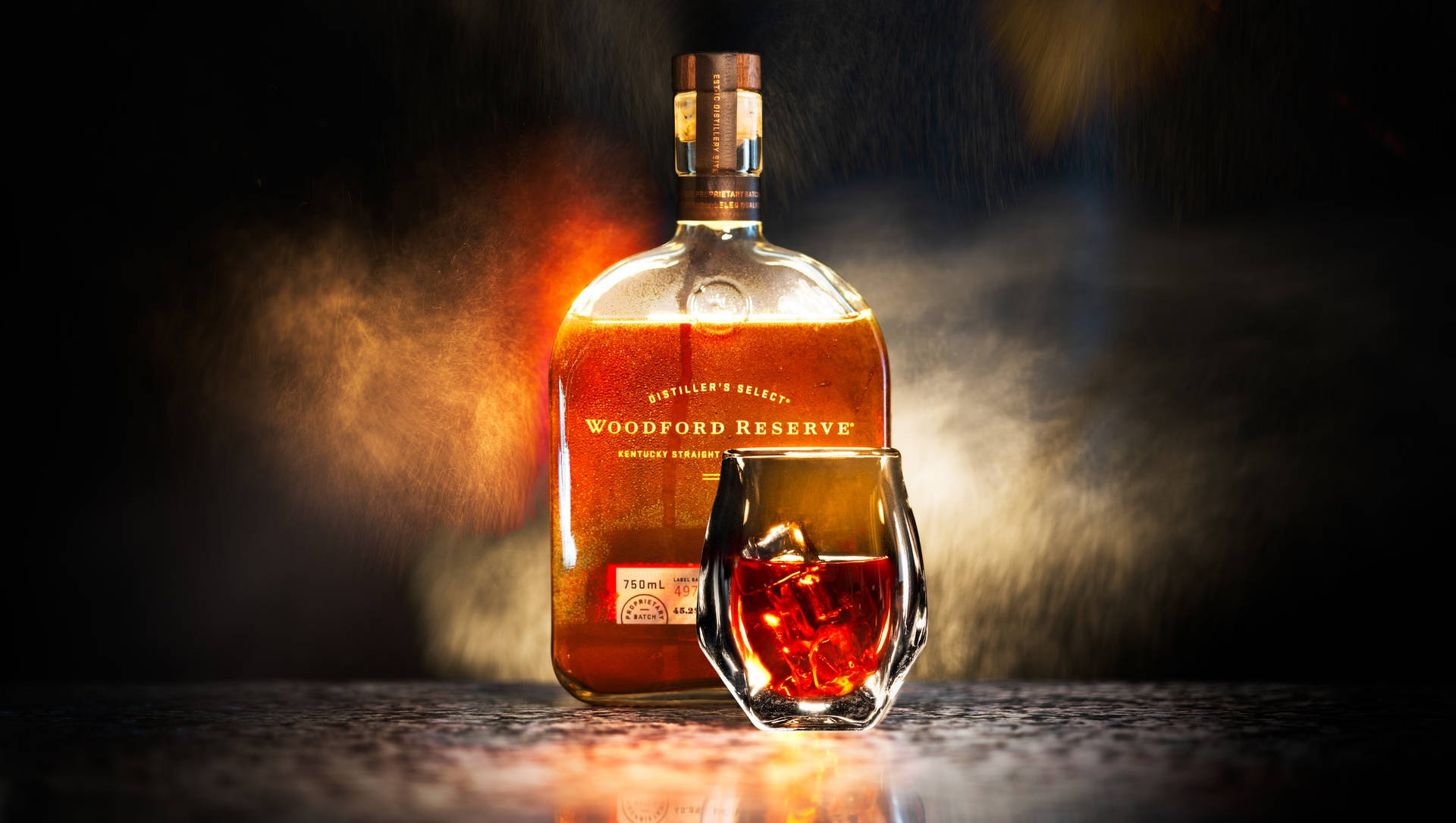 Woodford Reserve Whiskey Bottle With Glass