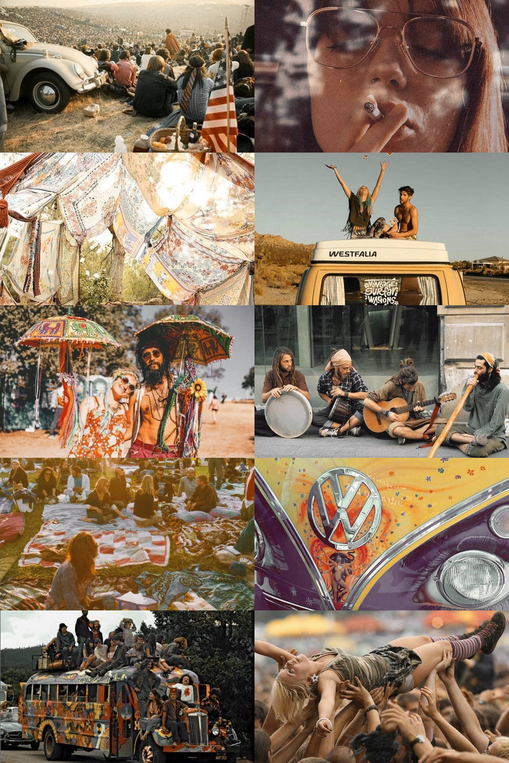 Woodstock Aesthetic Collage Background
