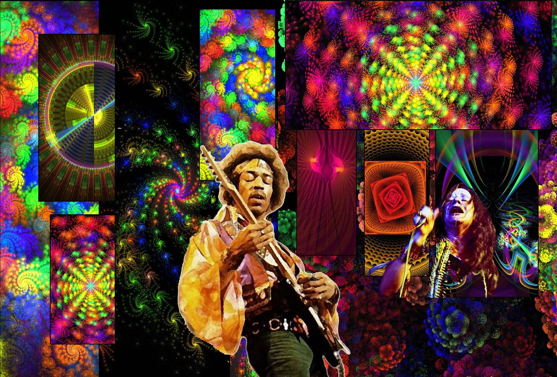 Woodstock Performers Psychedelic Art Background