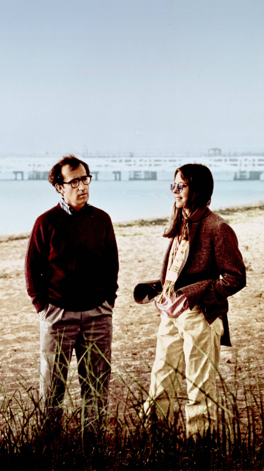 Woody Allen And Diane Keaton In Iconic Movie Scene From 'annie Hall'. Background