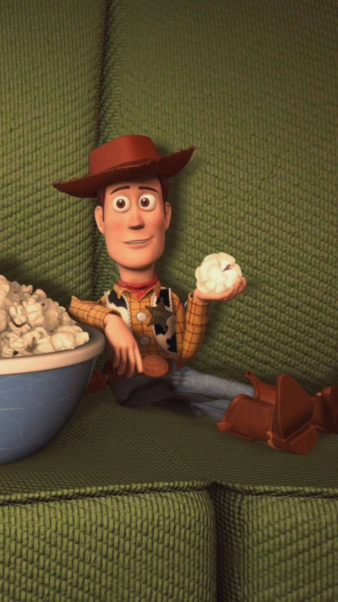 Woody From Toy Story 3 Enjoying Popcorn