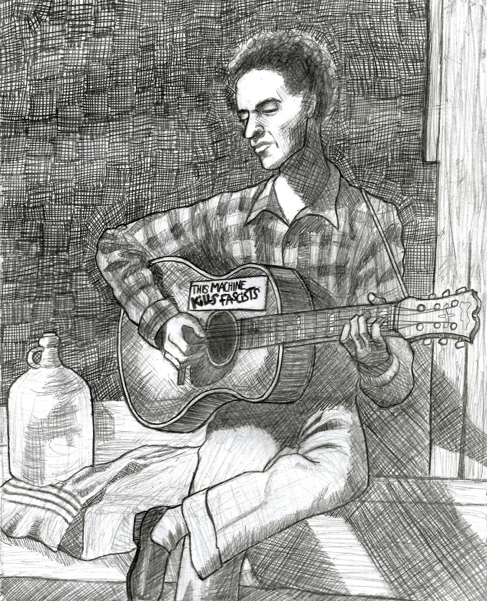 Woody Guthrie Drawing Background