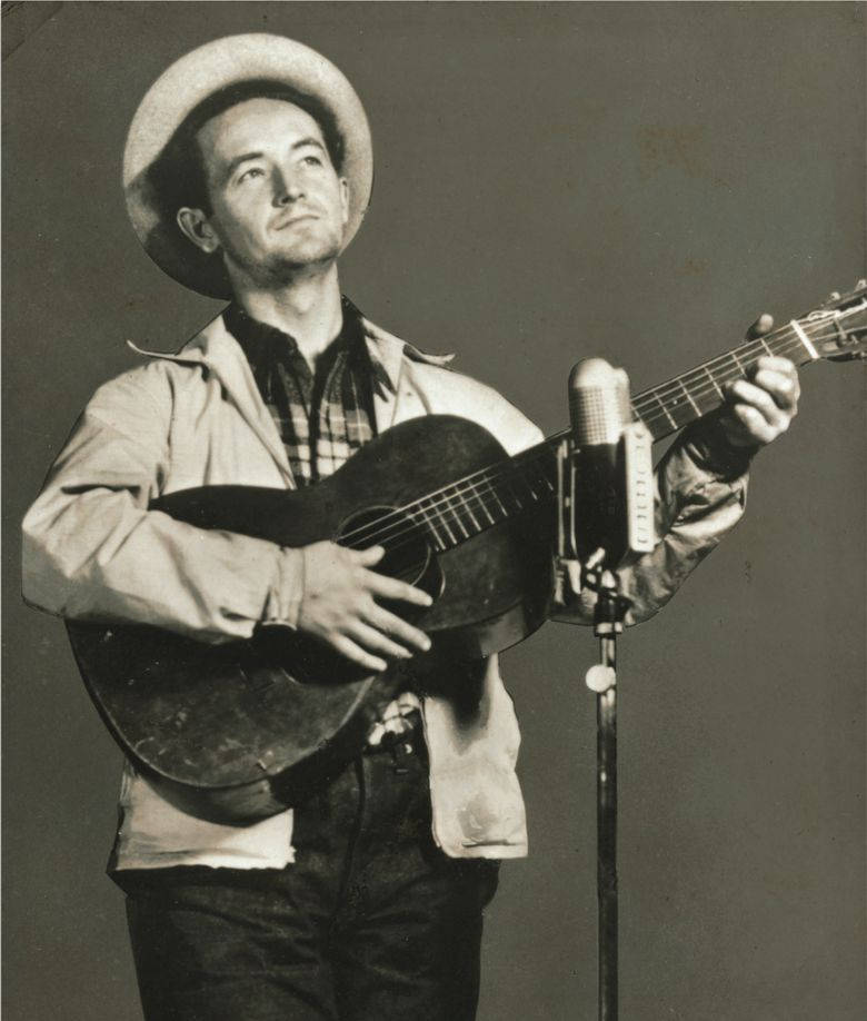 Woody Guthrie Guitar Folk Singer Background