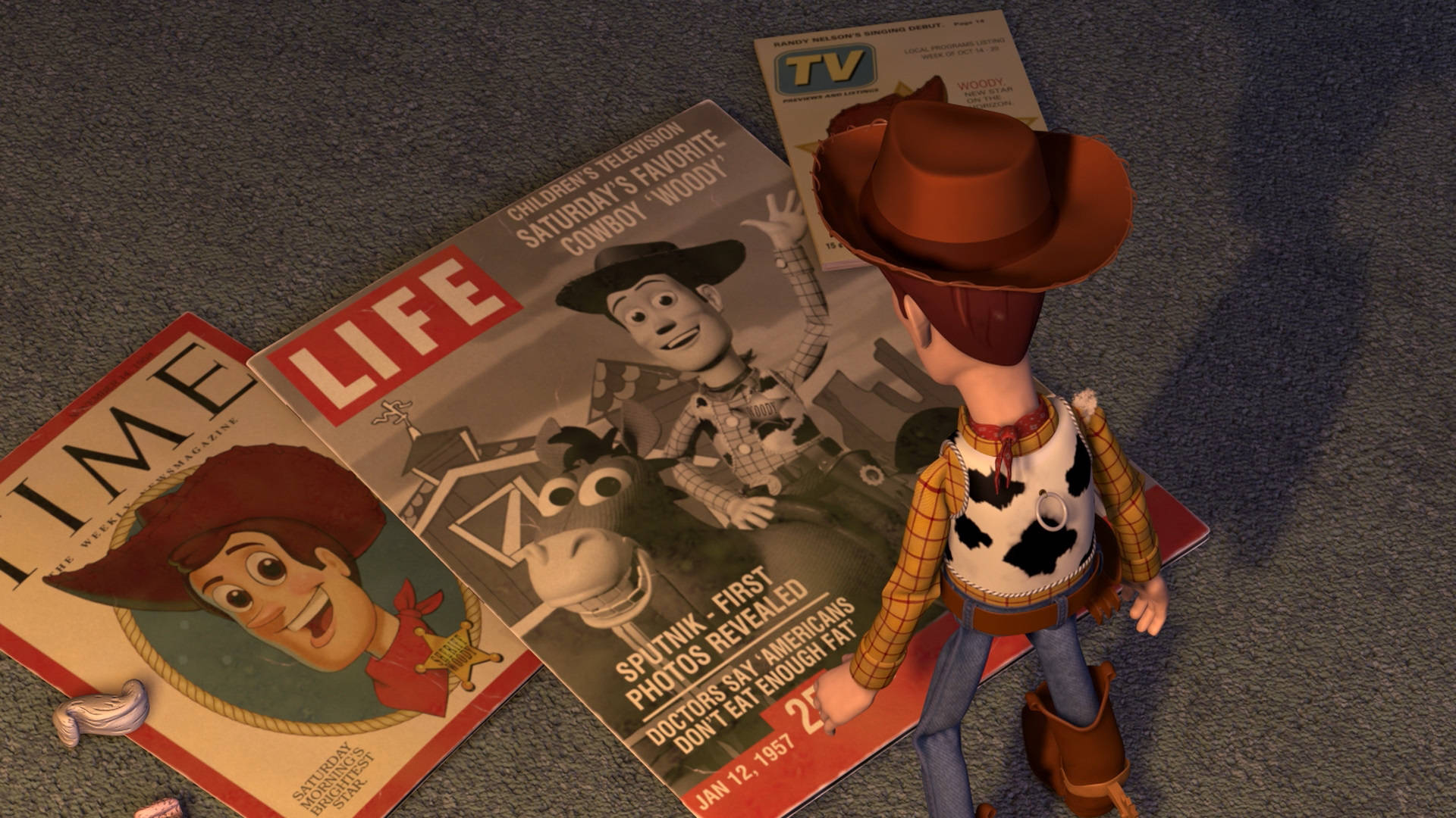 Woody In Magazine Toy Story 2