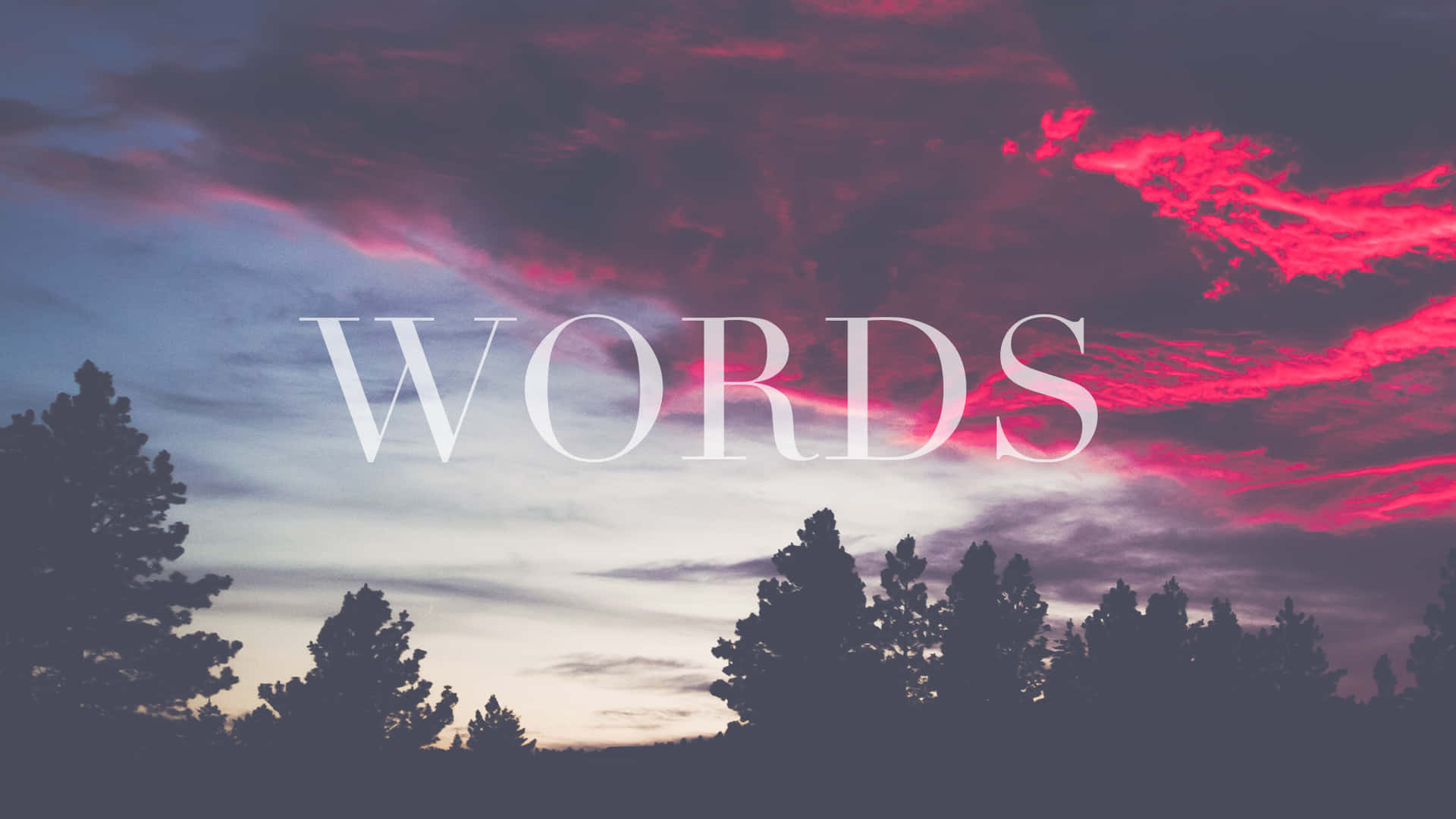 Words In The Sky With Trees Background