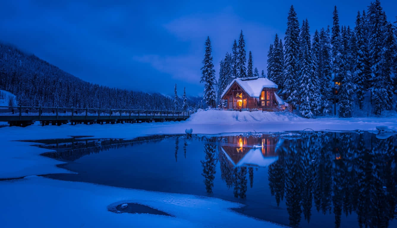 Work Outdoors While Enjoying The Winter Landscape. Background