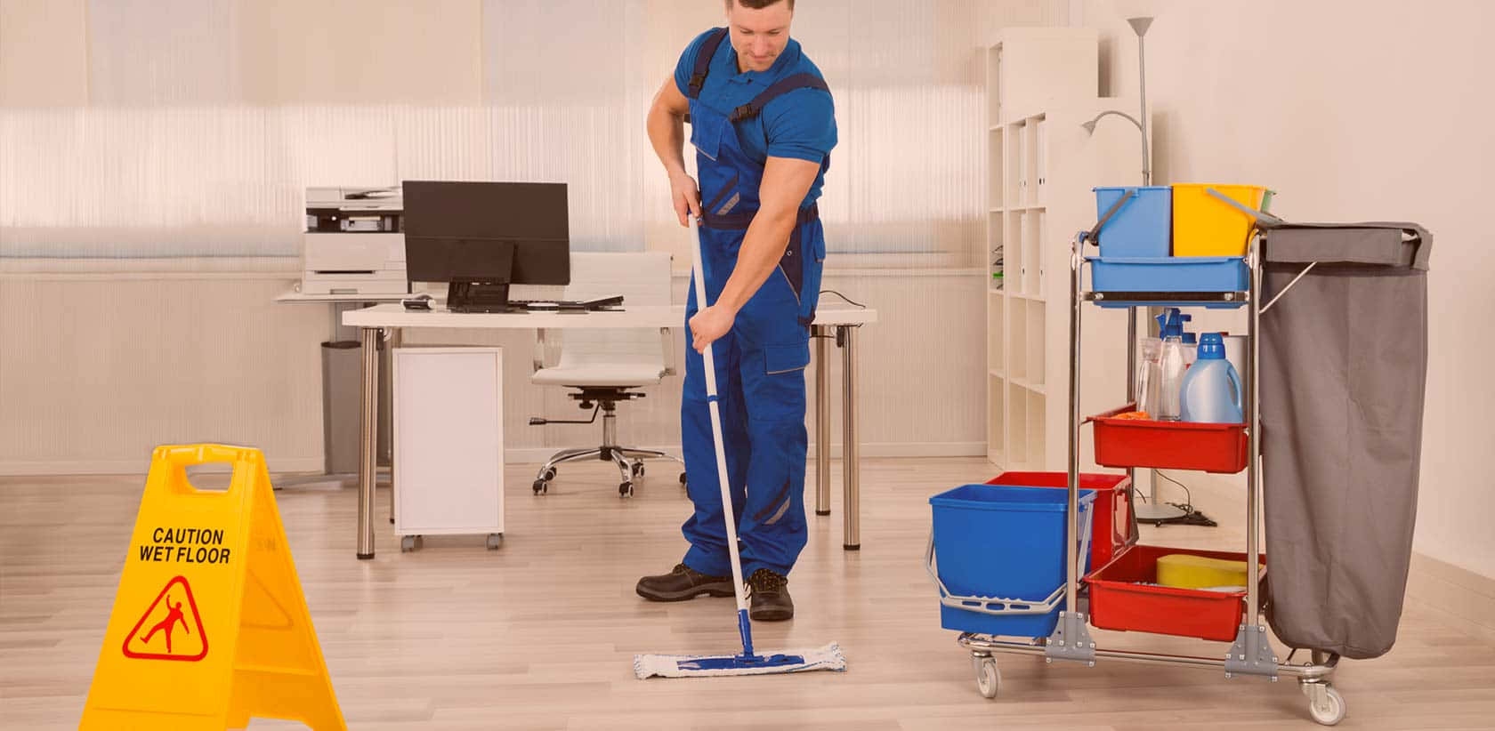 Worker Cleaning Services Background