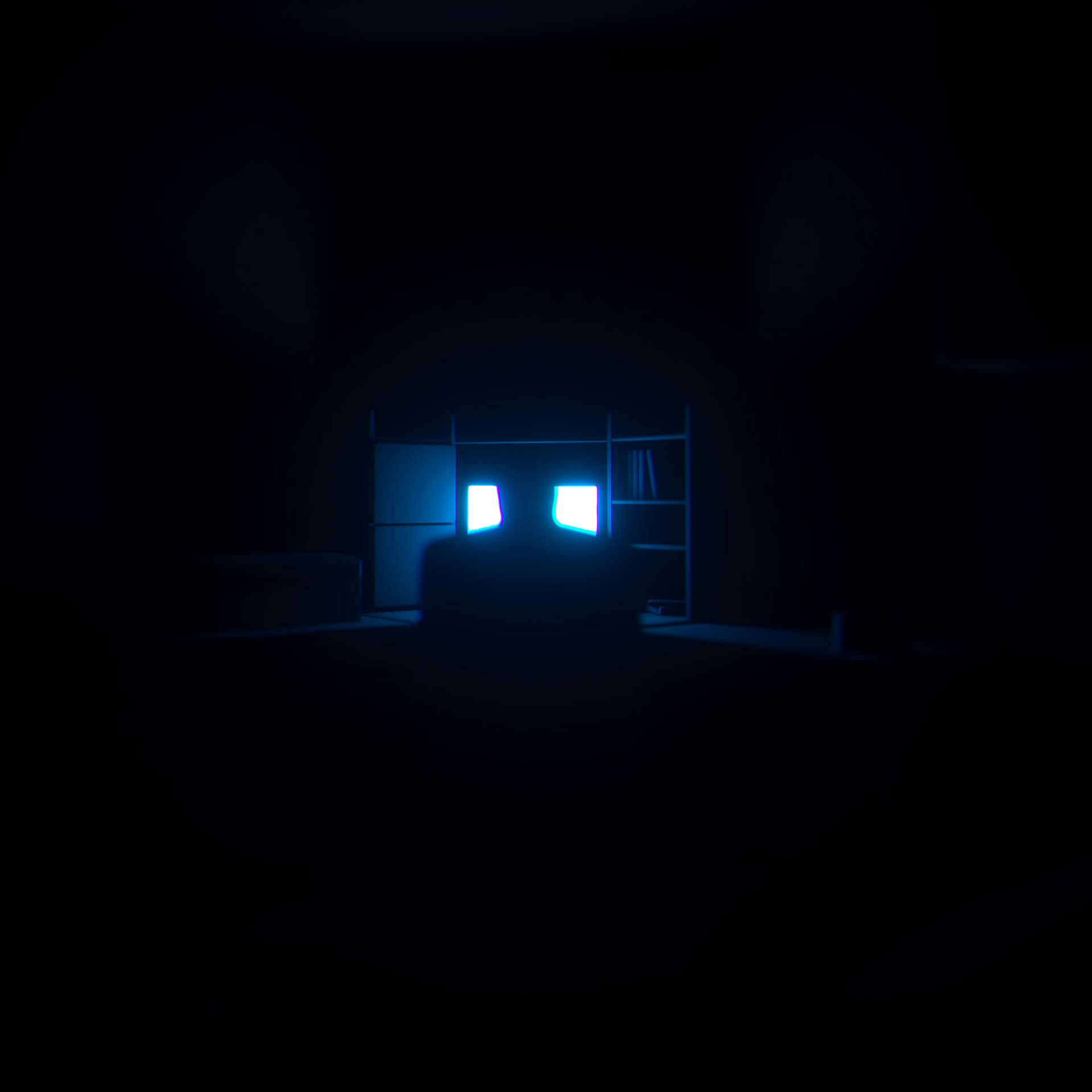 Working In Dark Room Background
