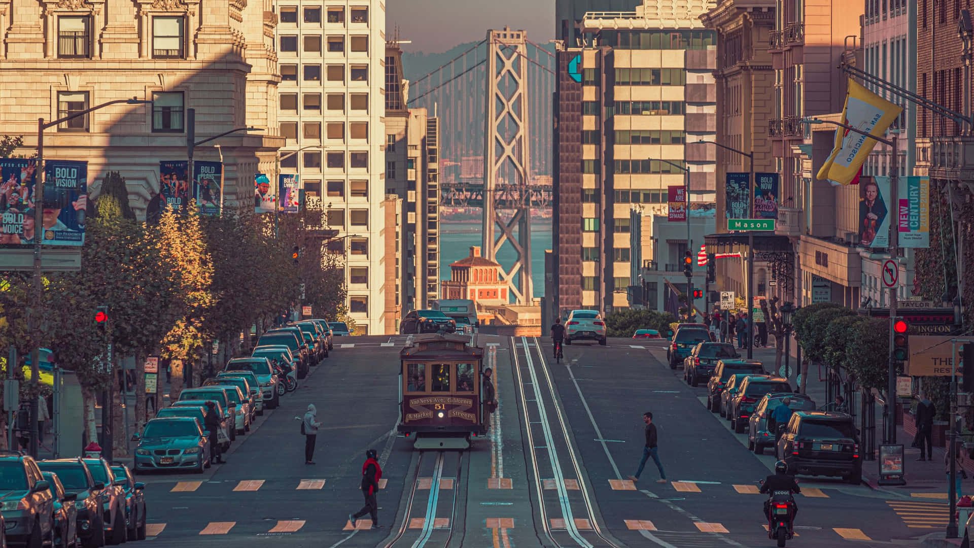 Working In The Buzzing City Of San Francisco With A Laptop Background