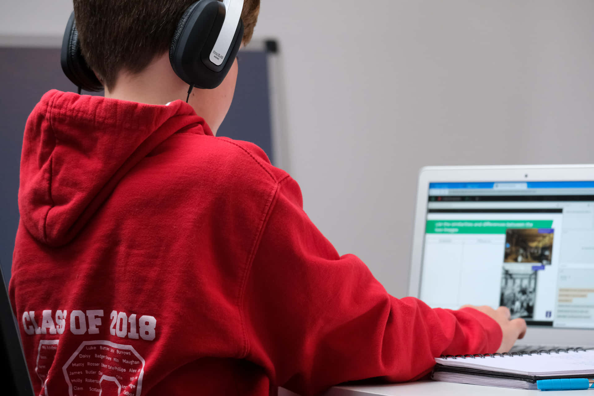 Working On Your Laptop While Listening To Your Favourite Headphones Background