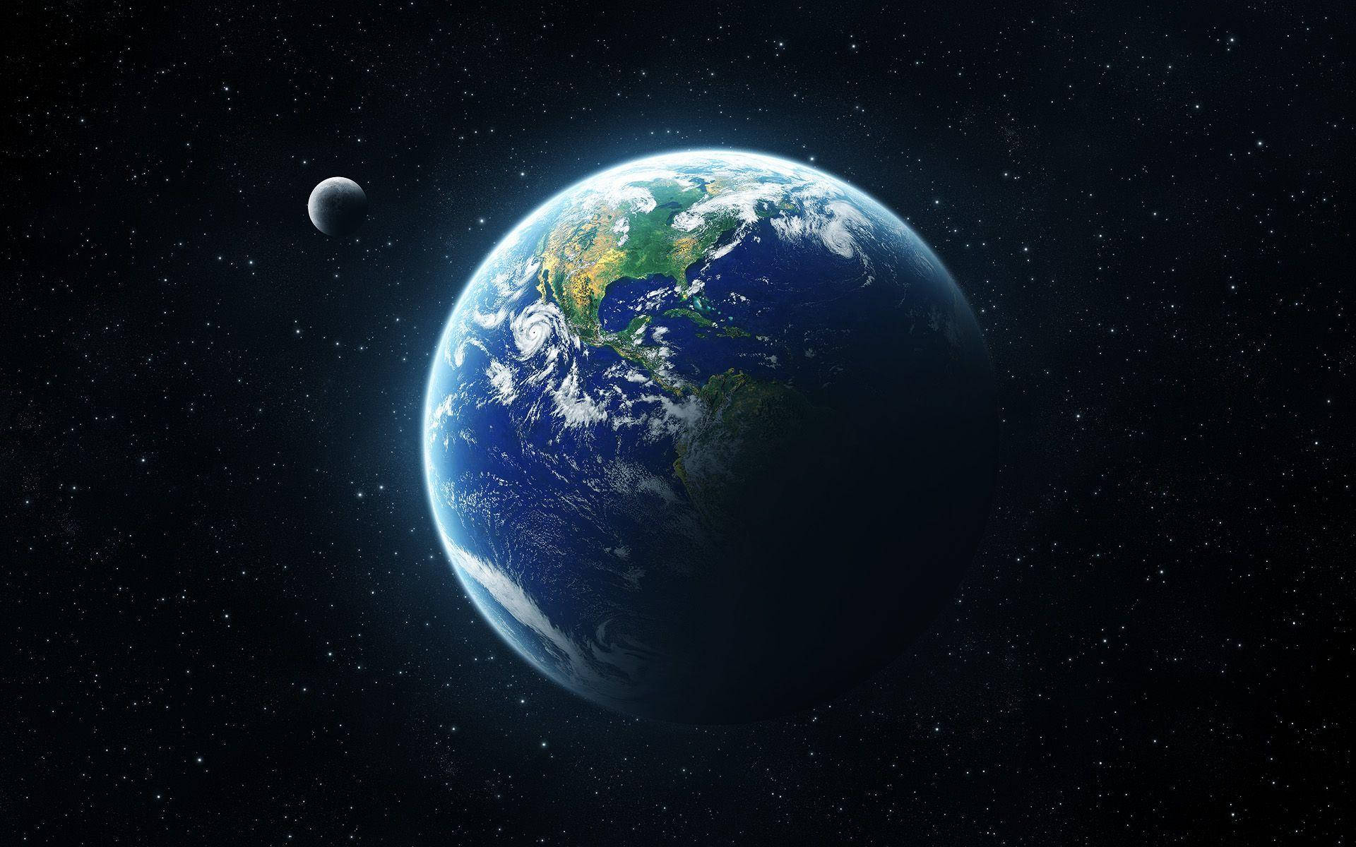 World Globe And Moon From Space 4k Background