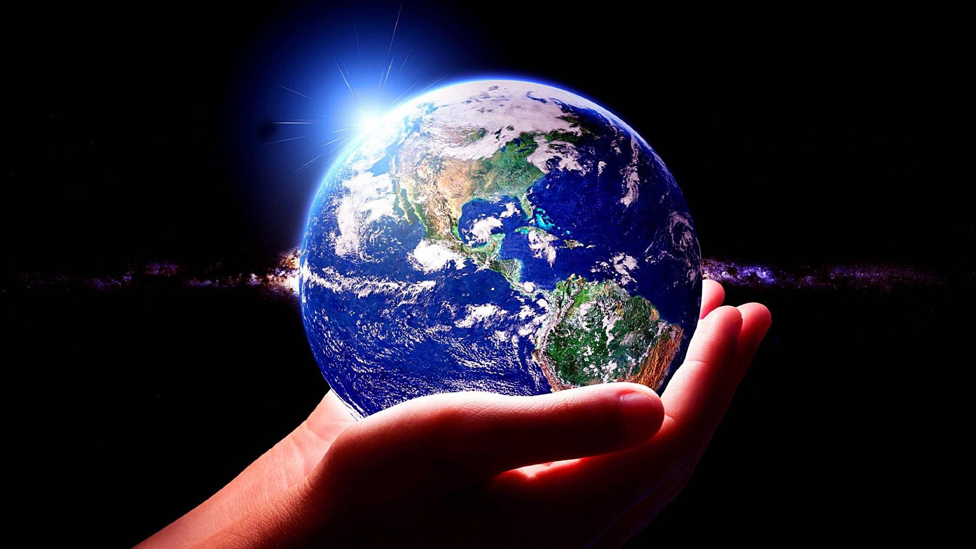 World Globe In Hands Background