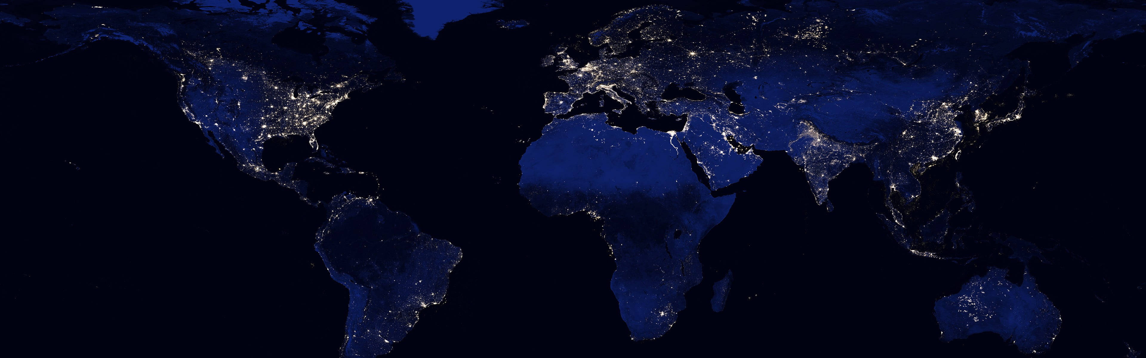 World Map 4k At Night Background